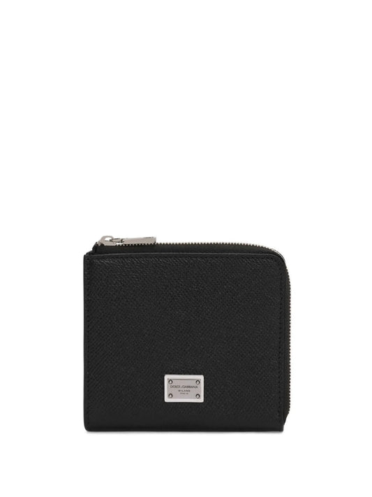 logo-plaque leather wallet