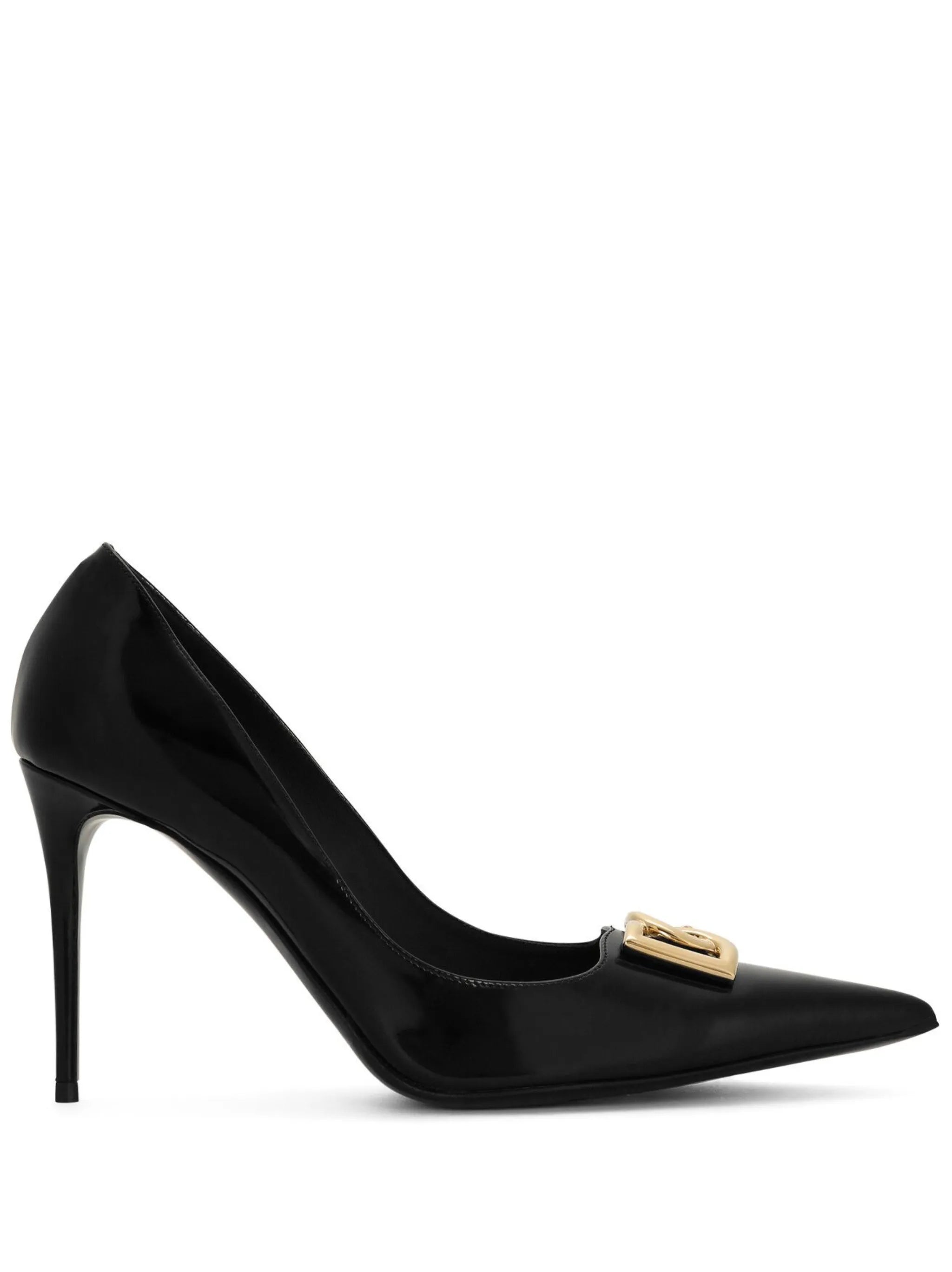 logo-lettering leather pumps
