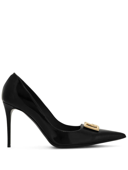 logo-lettering leather pumps
