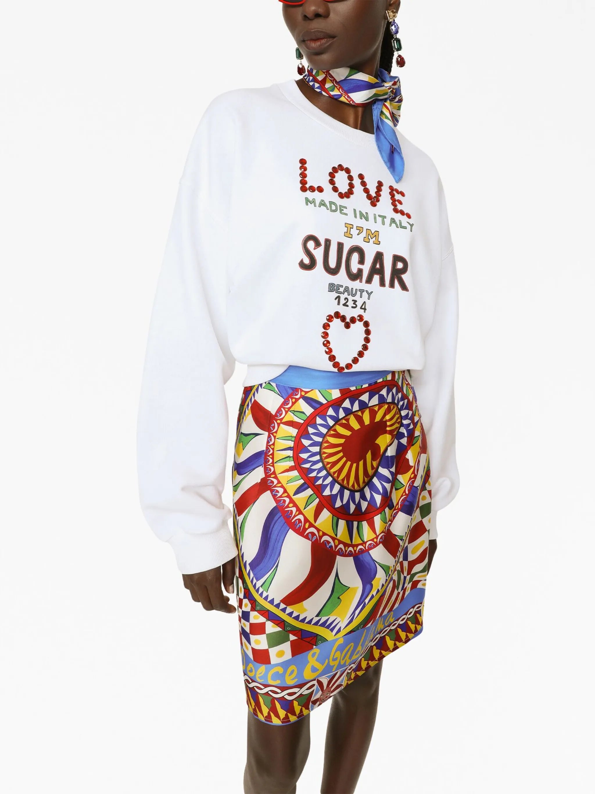 graphic-print mini skirt