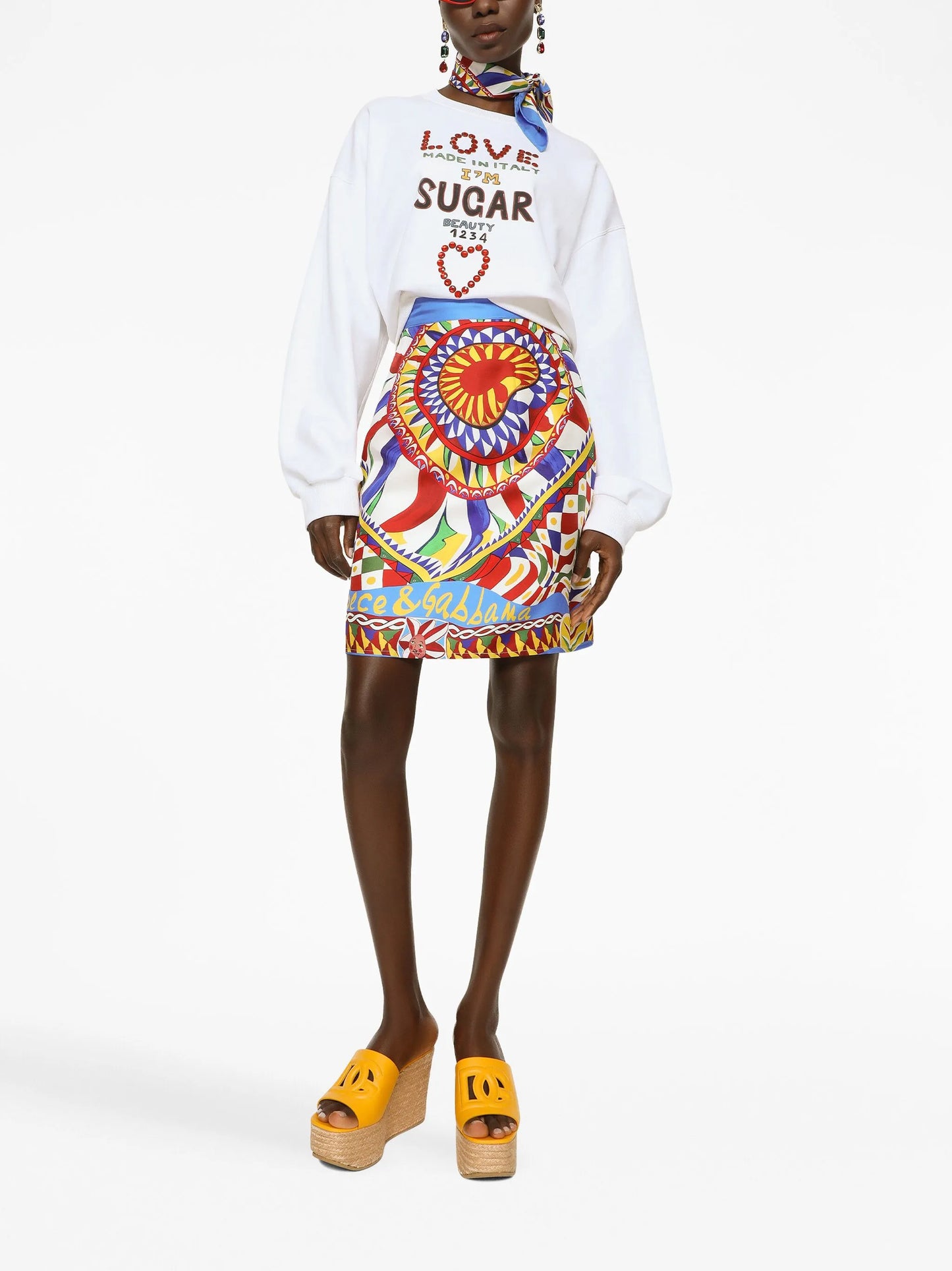 graphic-print mini skirt