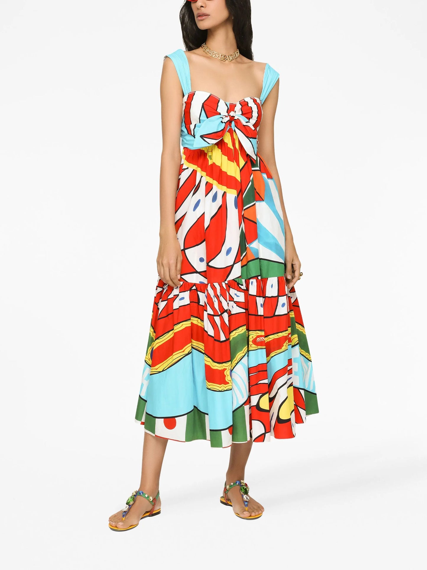 graphic-print midi dress