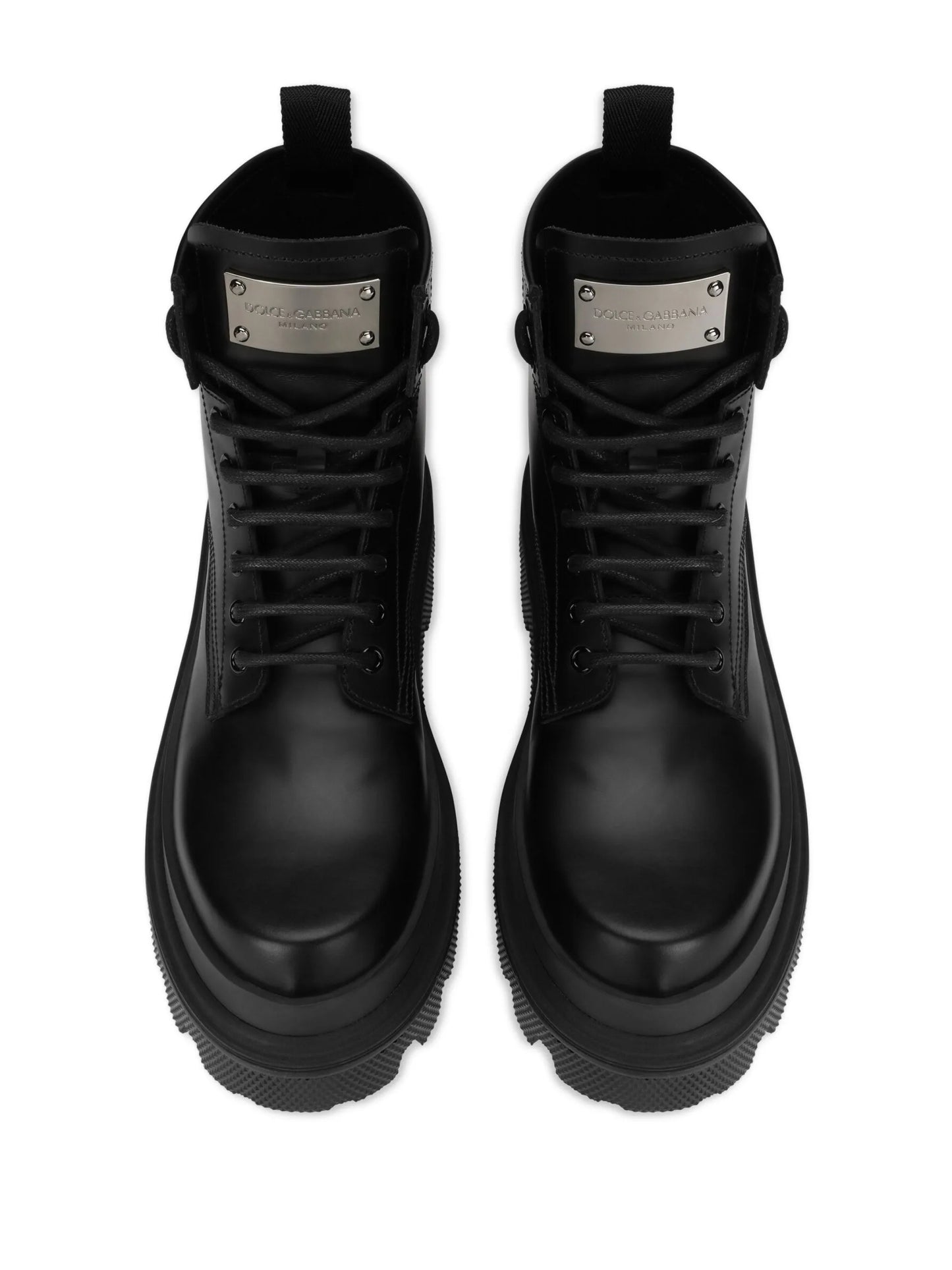 logo-plaque brushed leather ankle boots