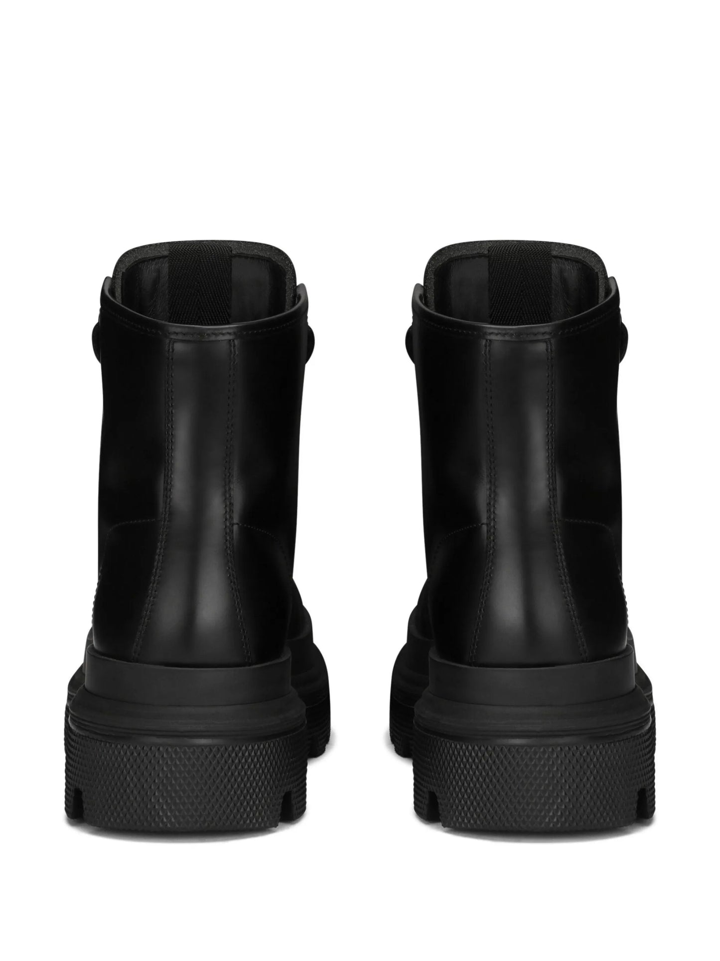 logo-plaque brushed leather ankle boots