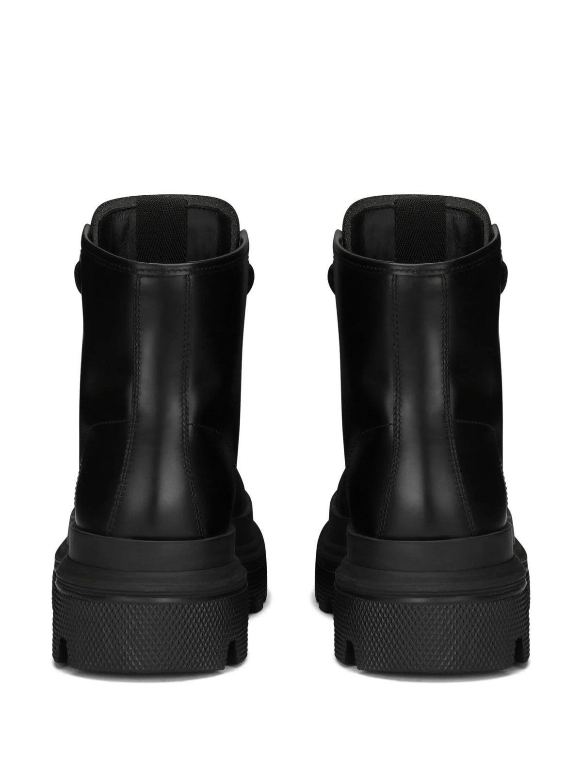 logo-plaque brushed leather ankle boots