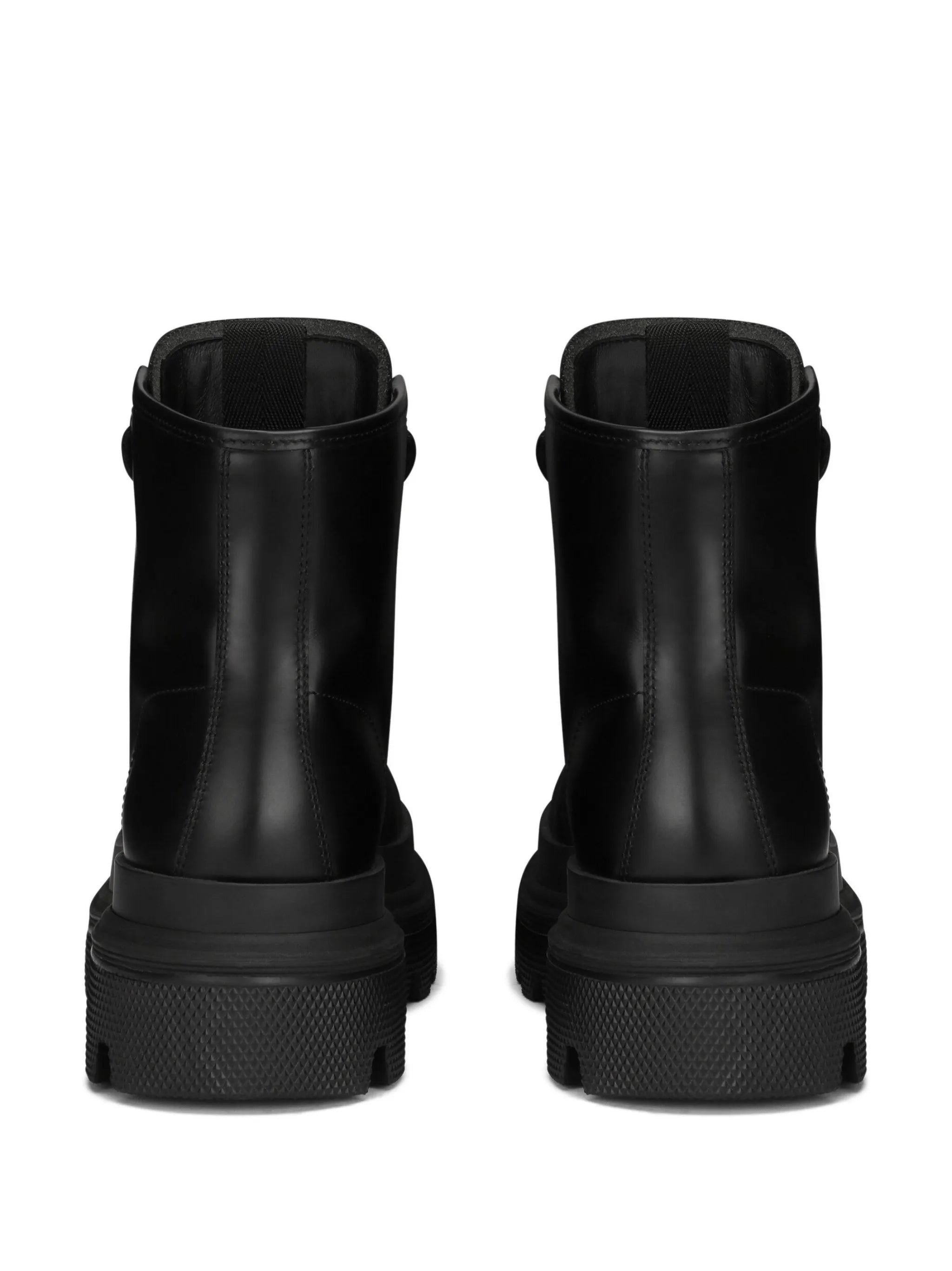 logo-plaque brushed leather ankle boots