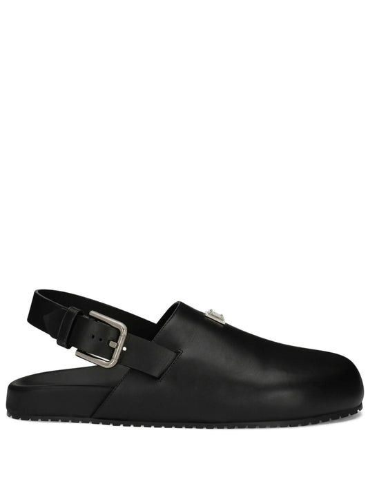 logo-plaque buckled leather sandals