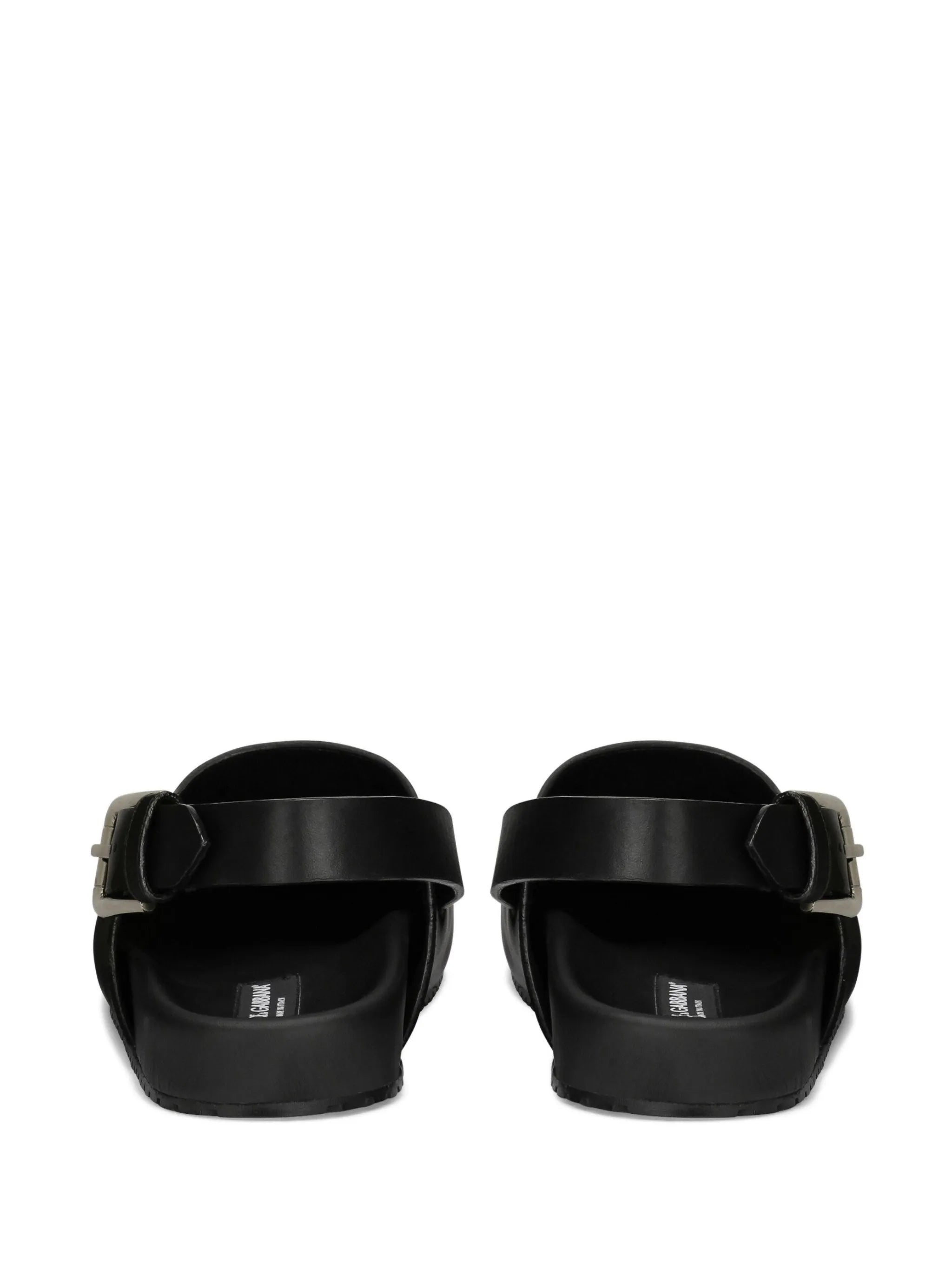 logo-plaque buckled leather sandals