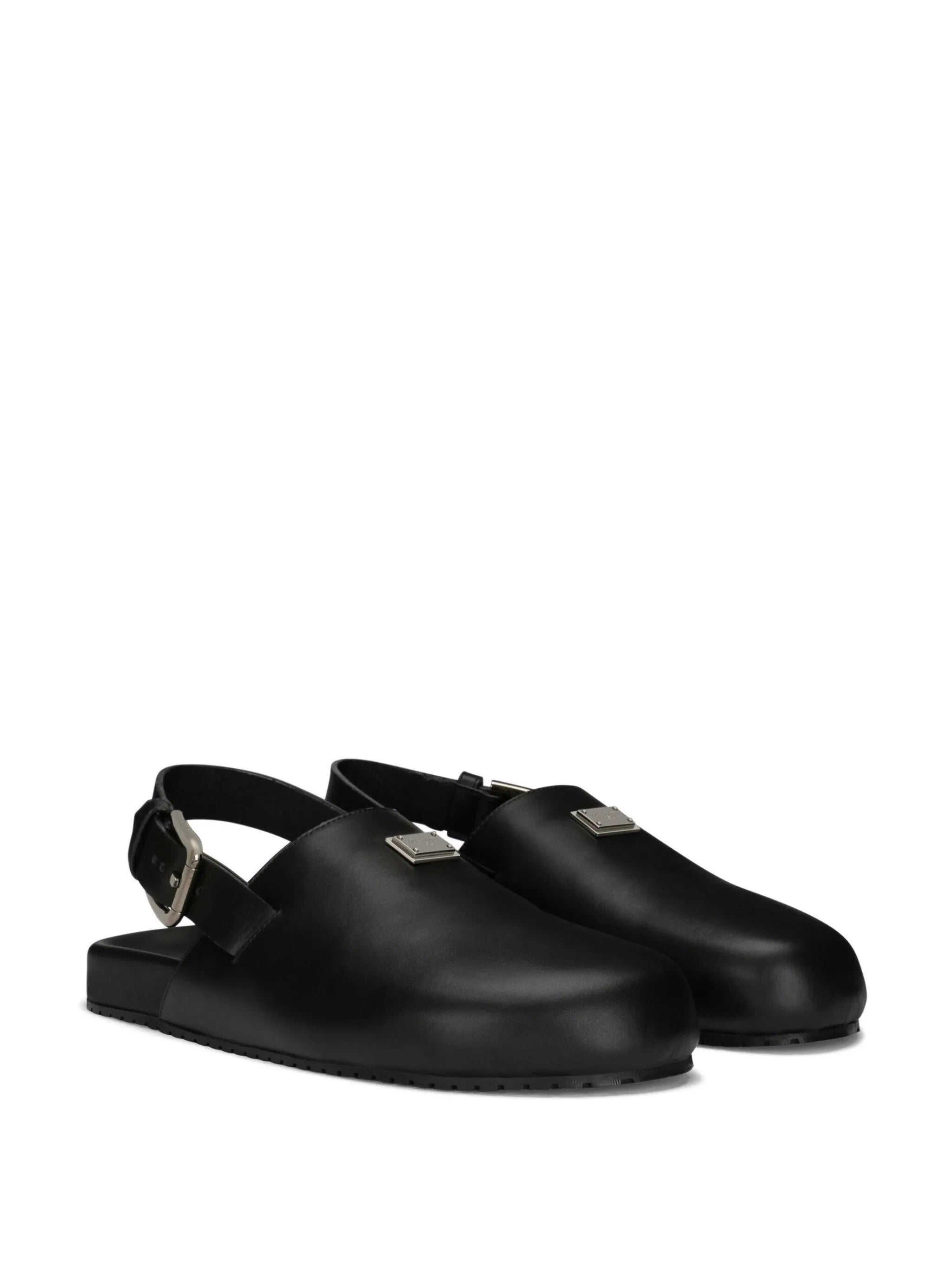 logo-plaque buckled leather sandals