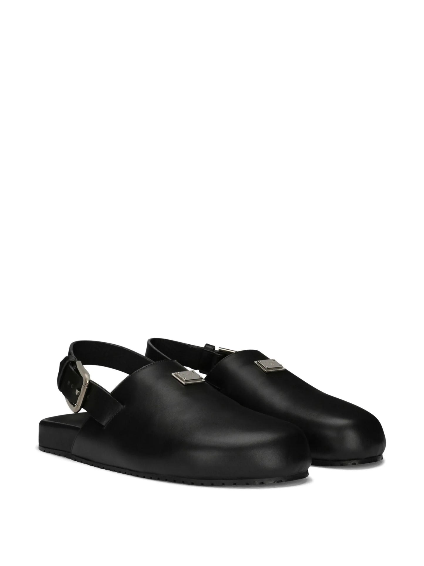 logo-plaque buckled leather sandals