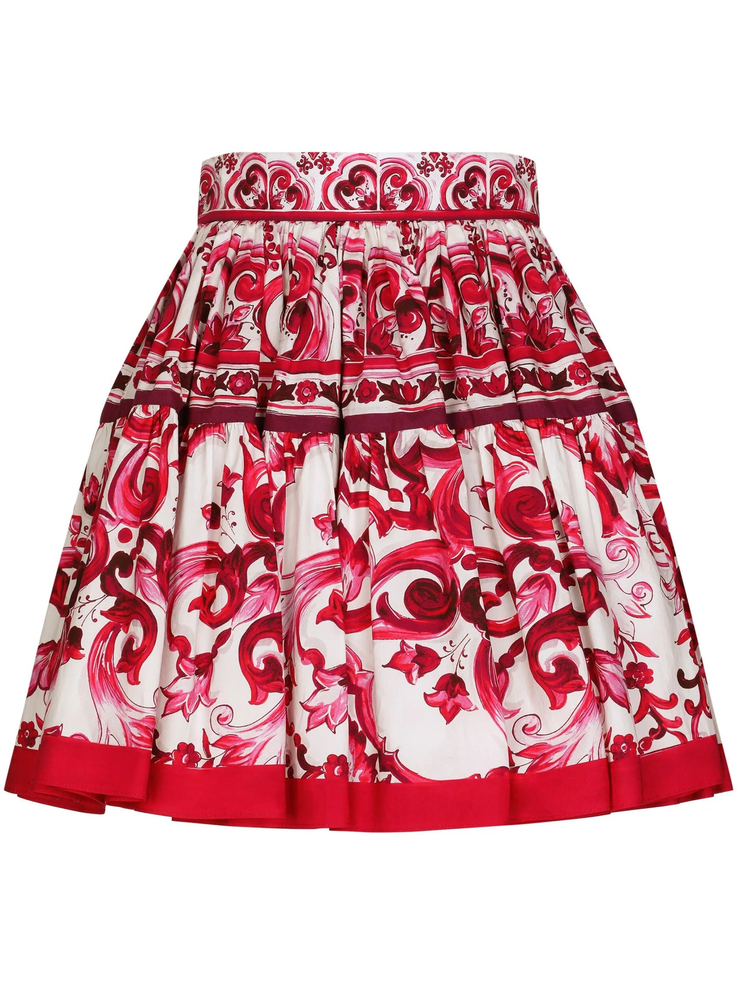 Majolica-print pleated skirt