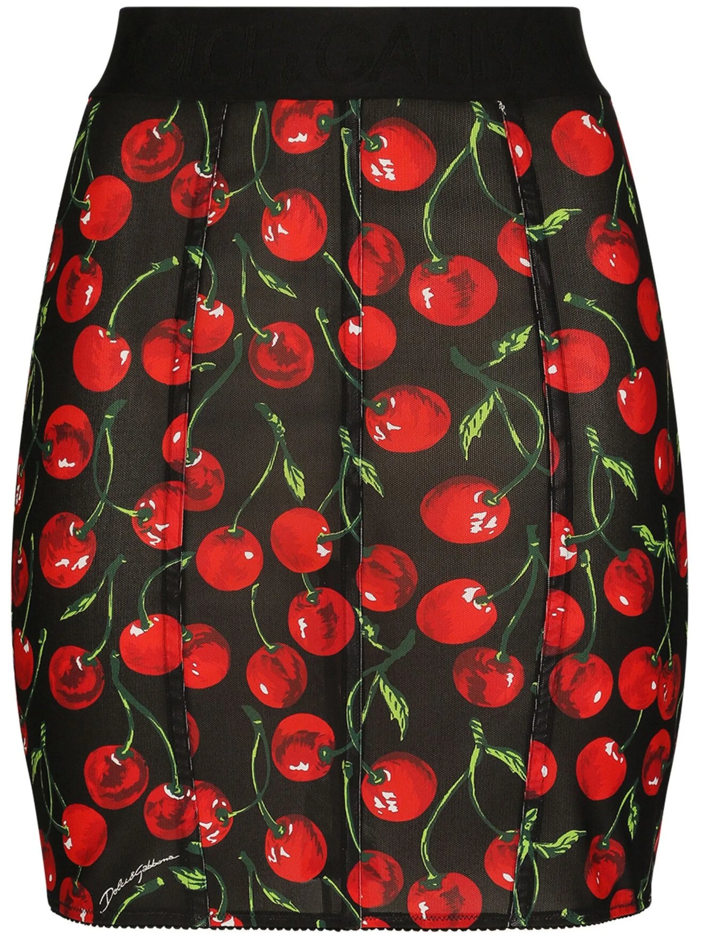 cherry-print high-waist miniskirt