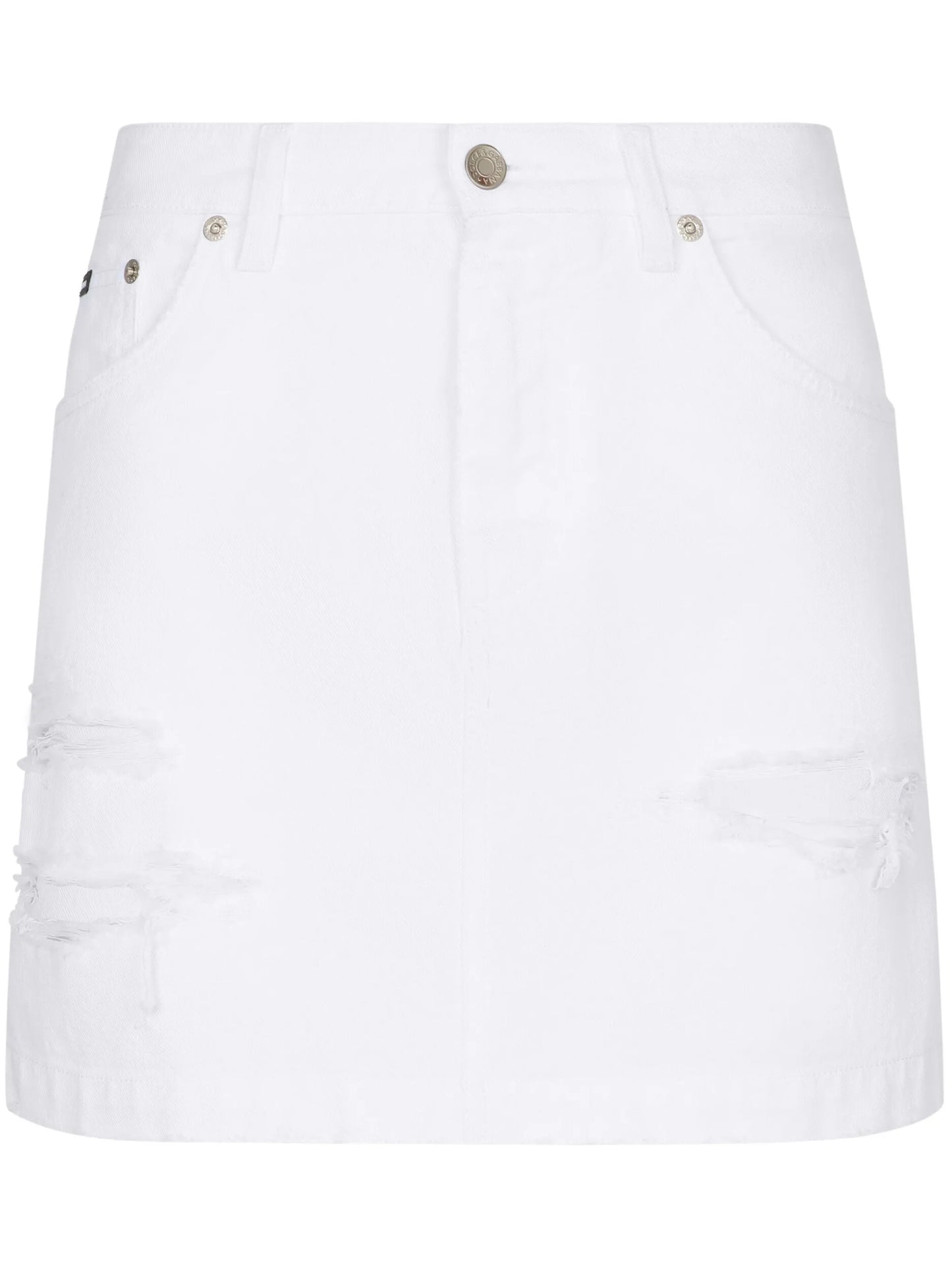 distressed denim miniskirt