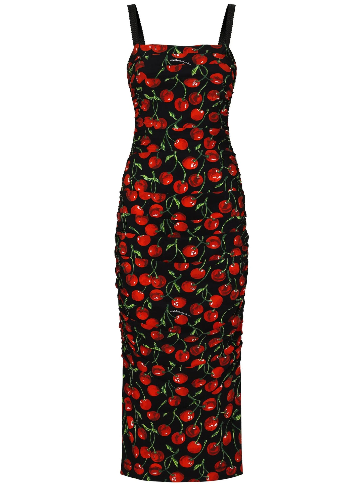 cherry-print midi dress