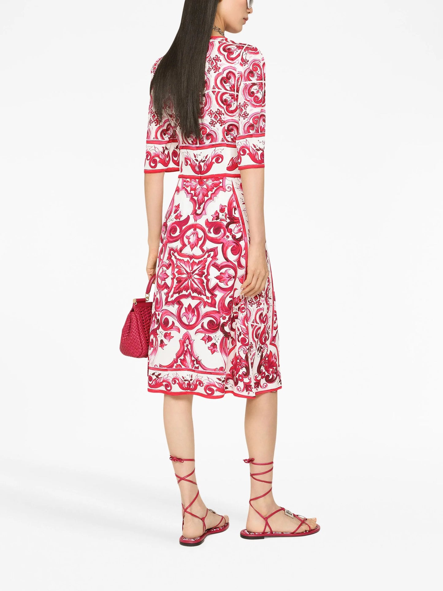 Majolica-print midi dress