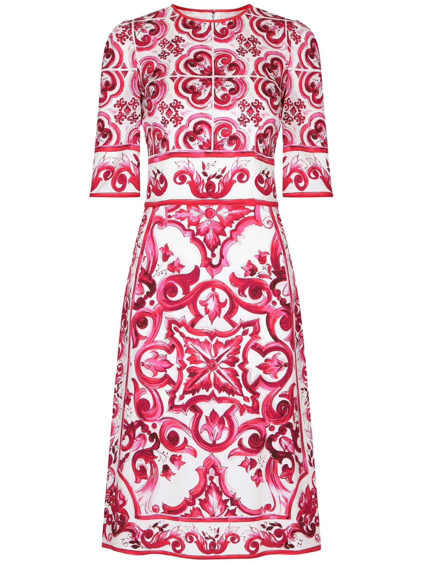 Majolica-print midi dress