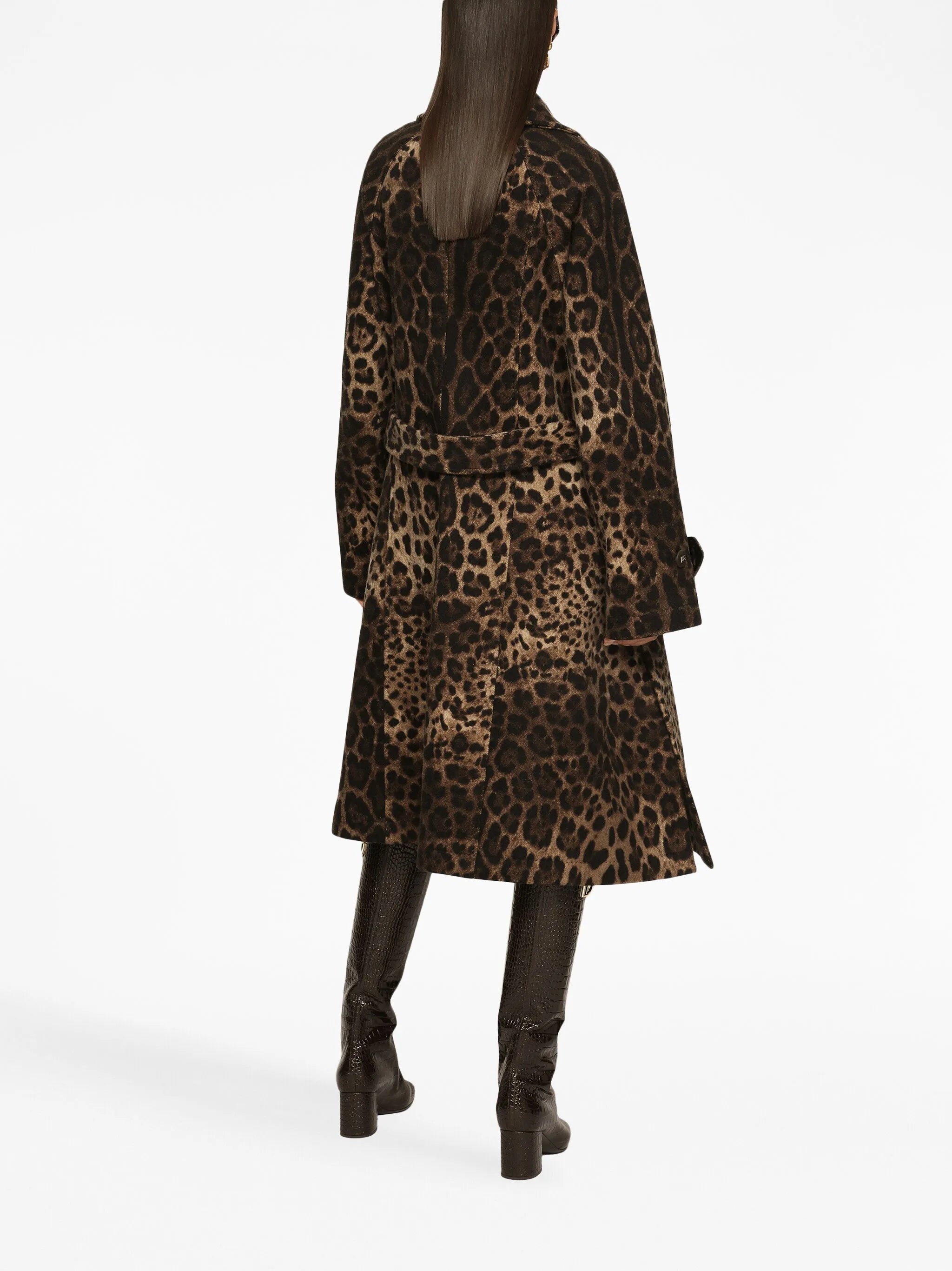 coated high-neck midi dress