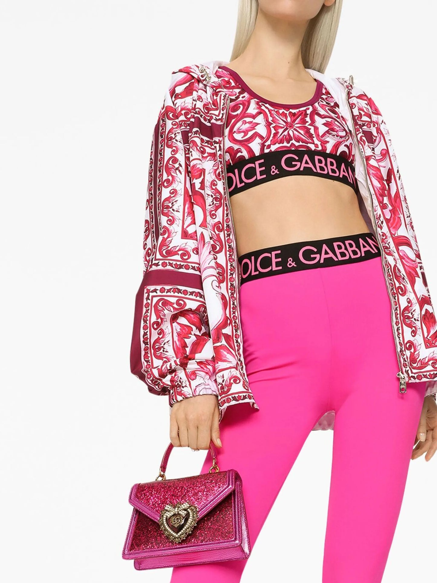 Majolica-print cropped top