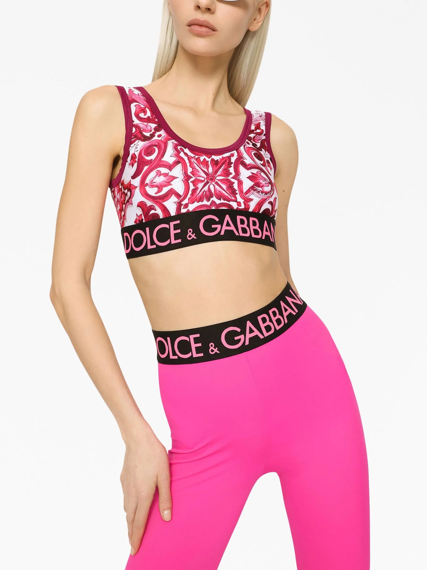 Majolica-print cropped top