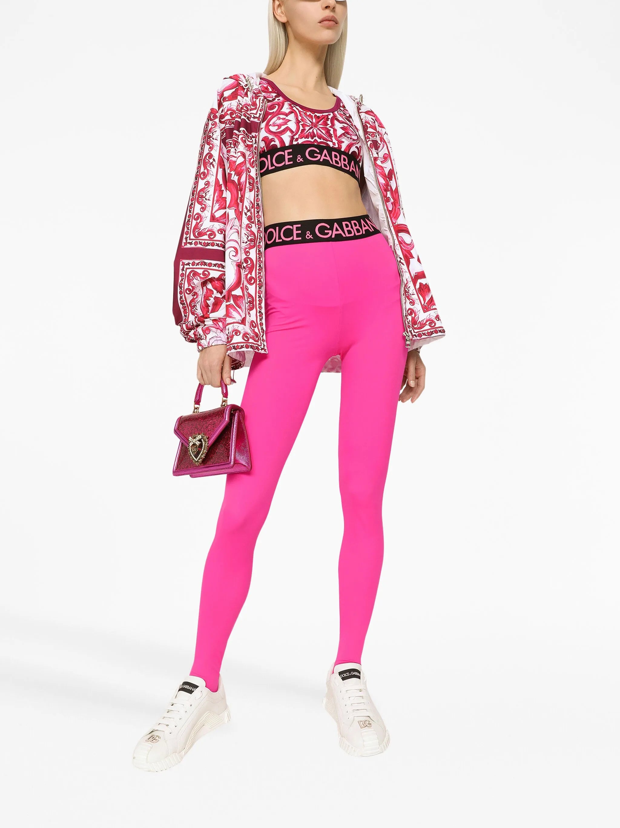 Majolica-print cropped top