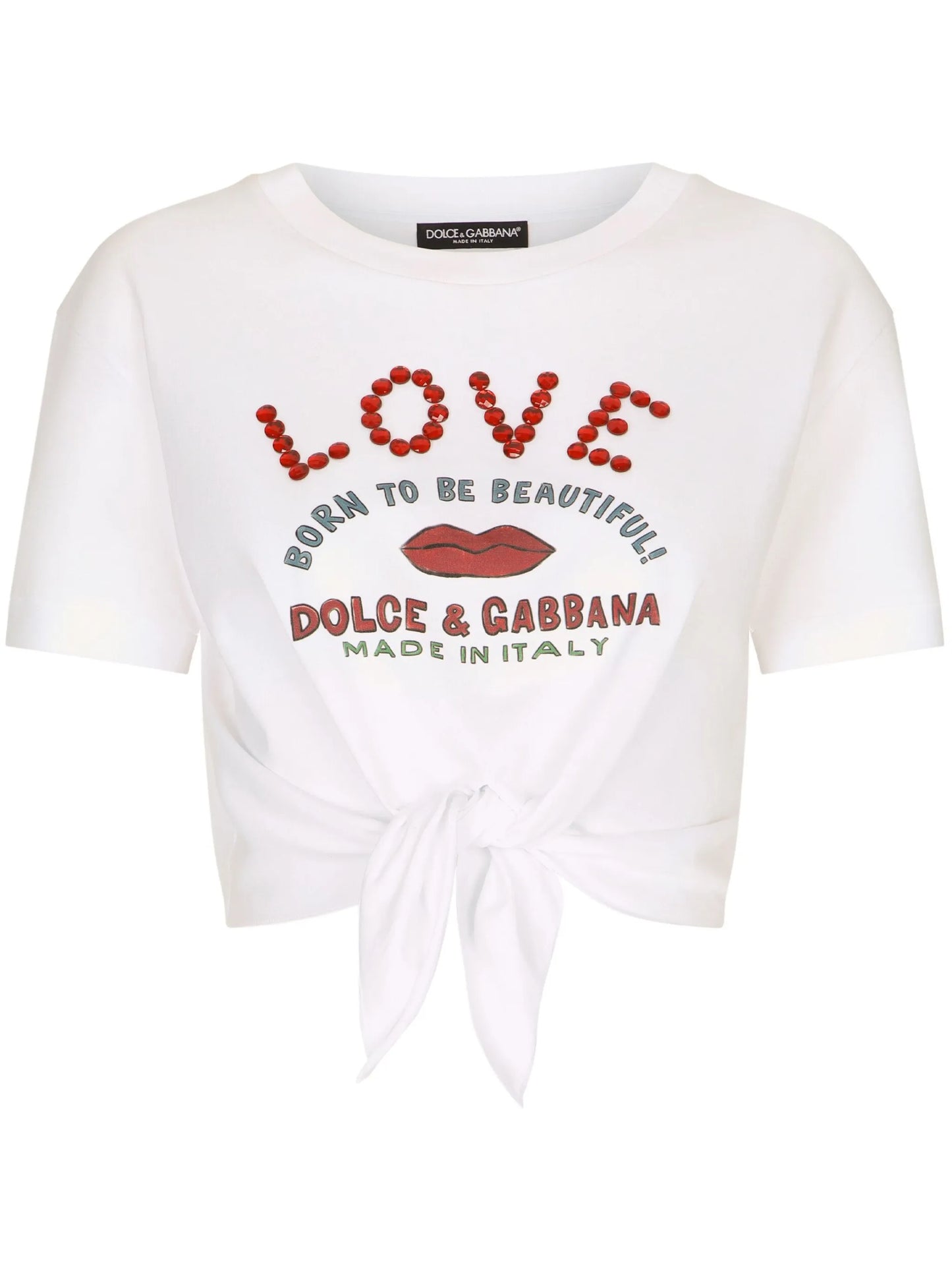 logo-print waist-tie T-shirt