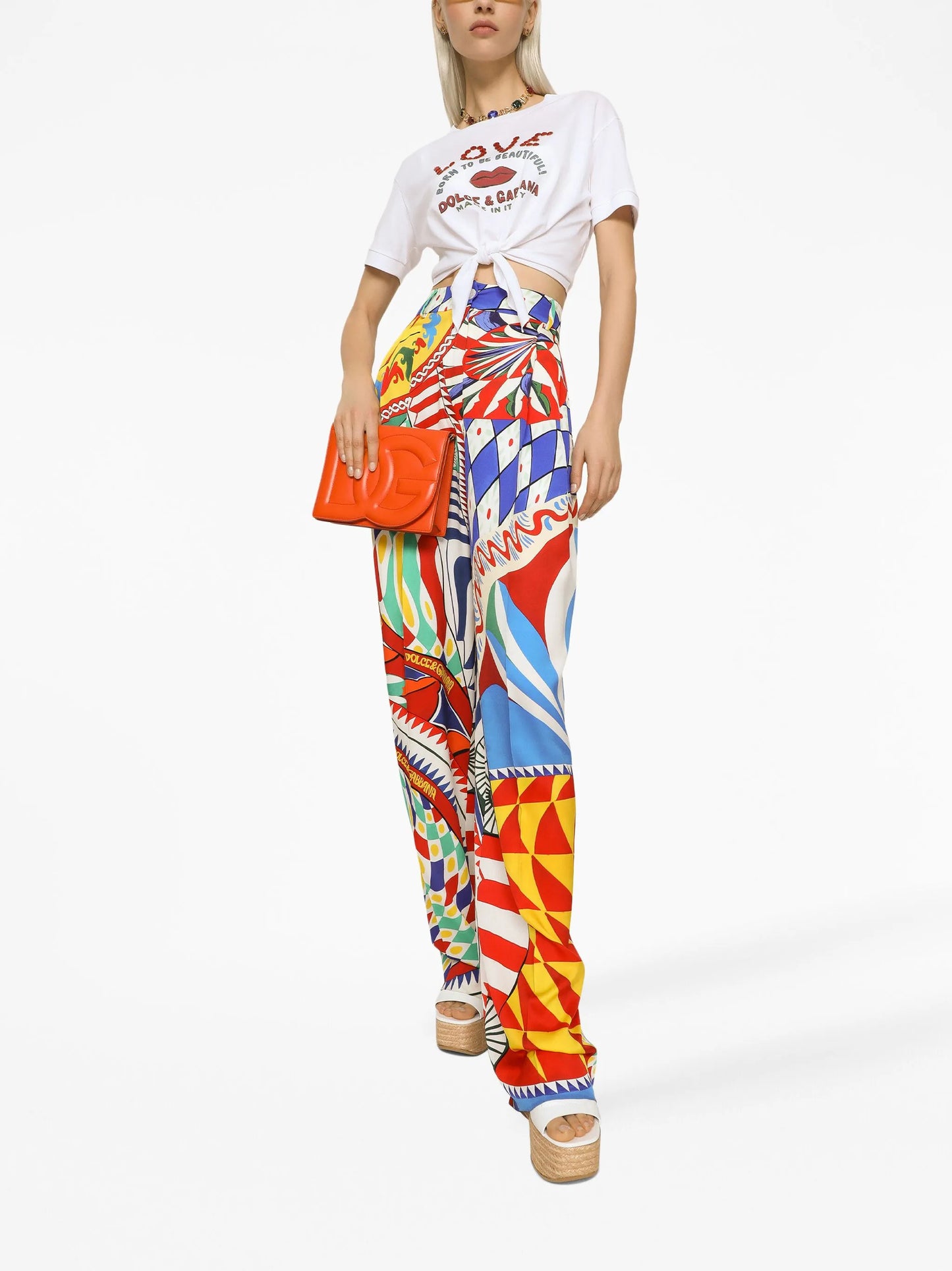 logo-print waist-tie T-shirt