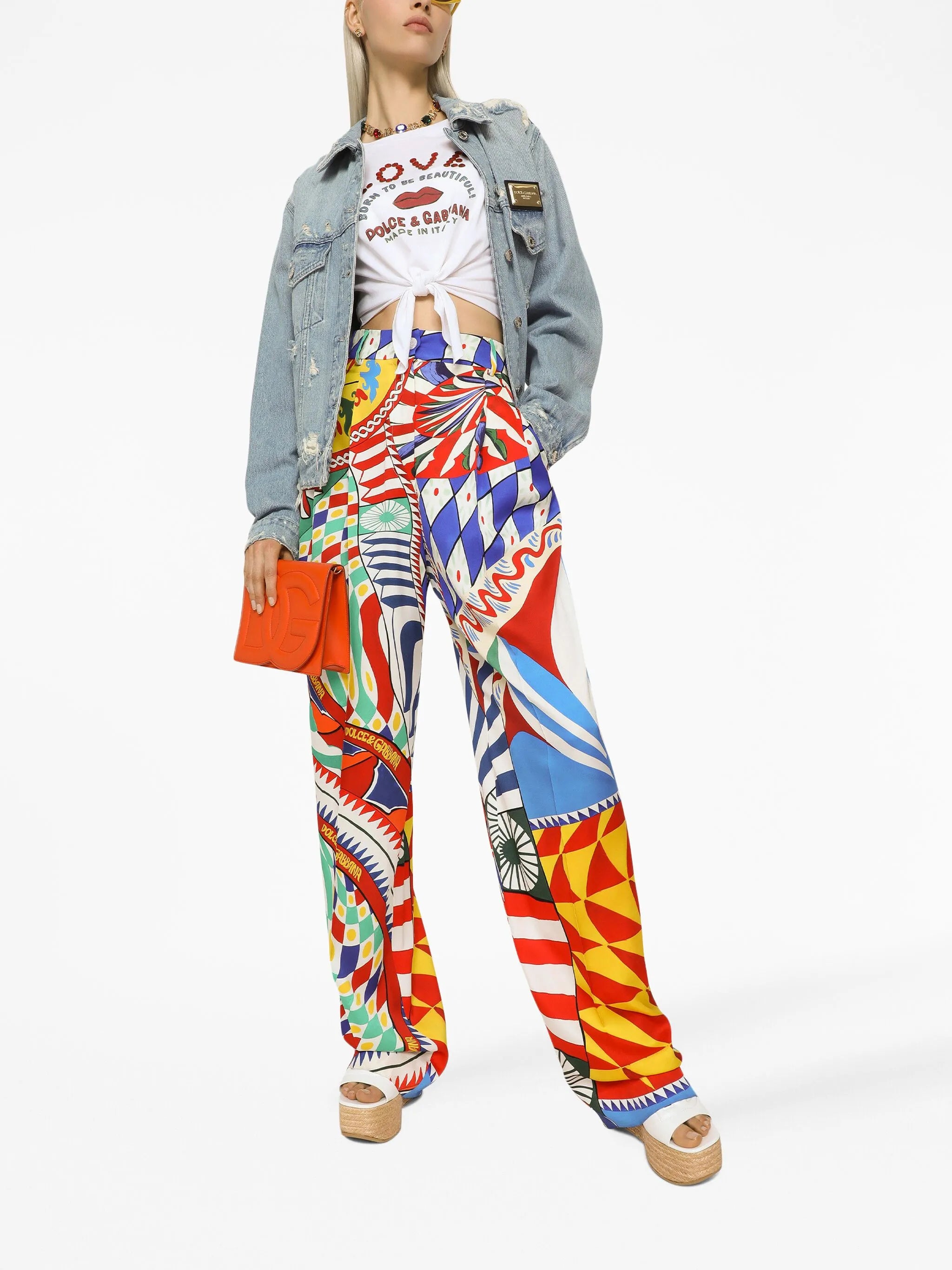 logo-print waist-tie T-shirt