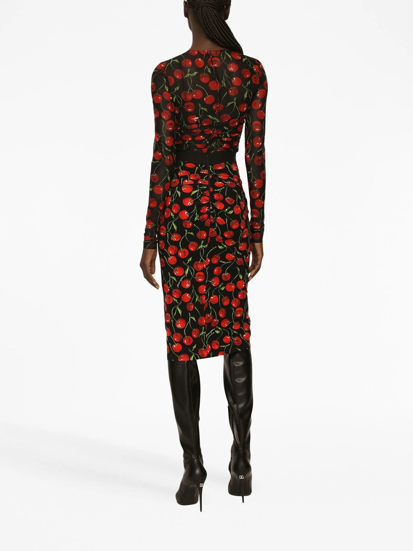 cherry-print long-sleeve T-shirt