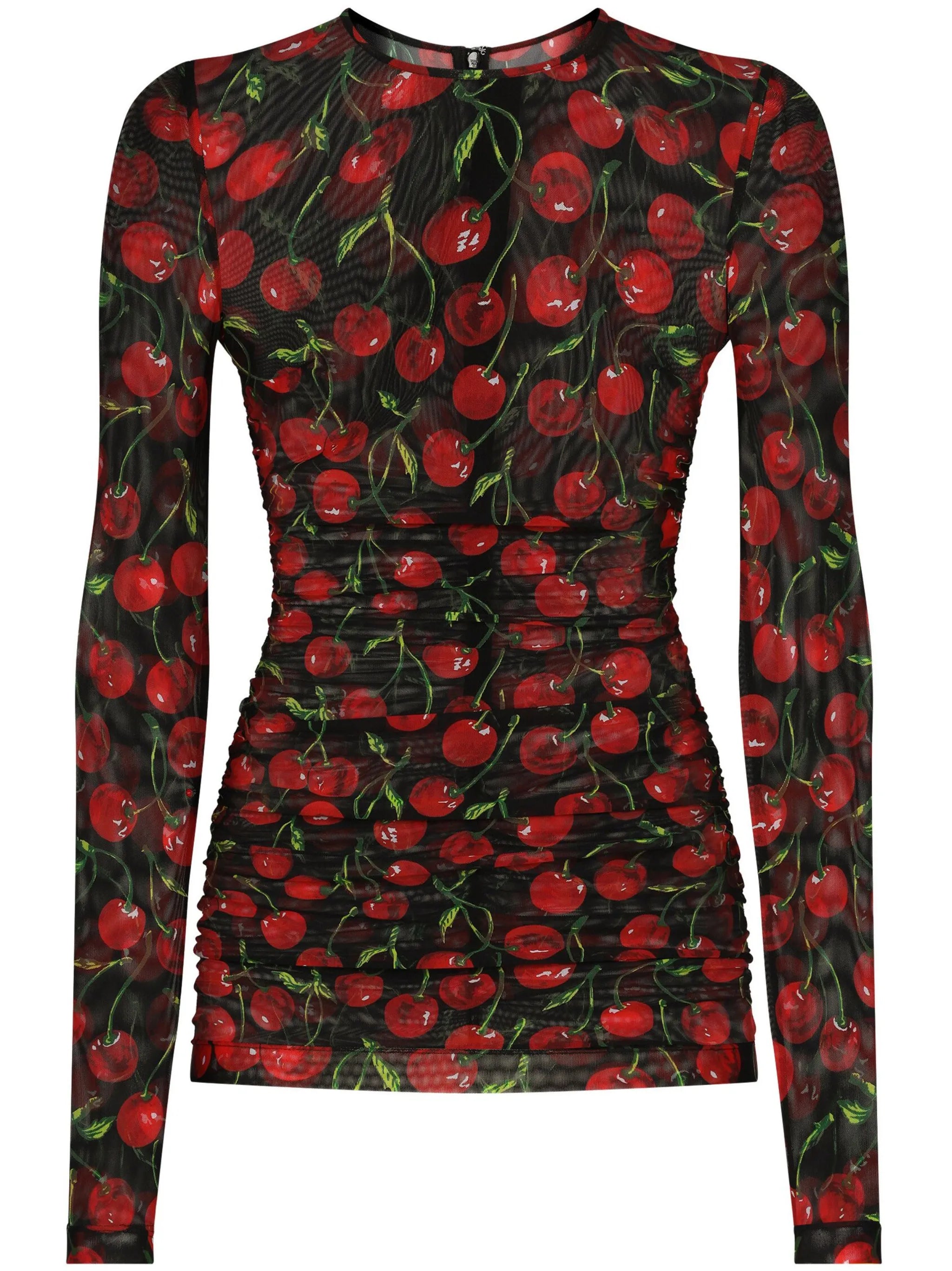 cherry-print long-sleeve T-shirt