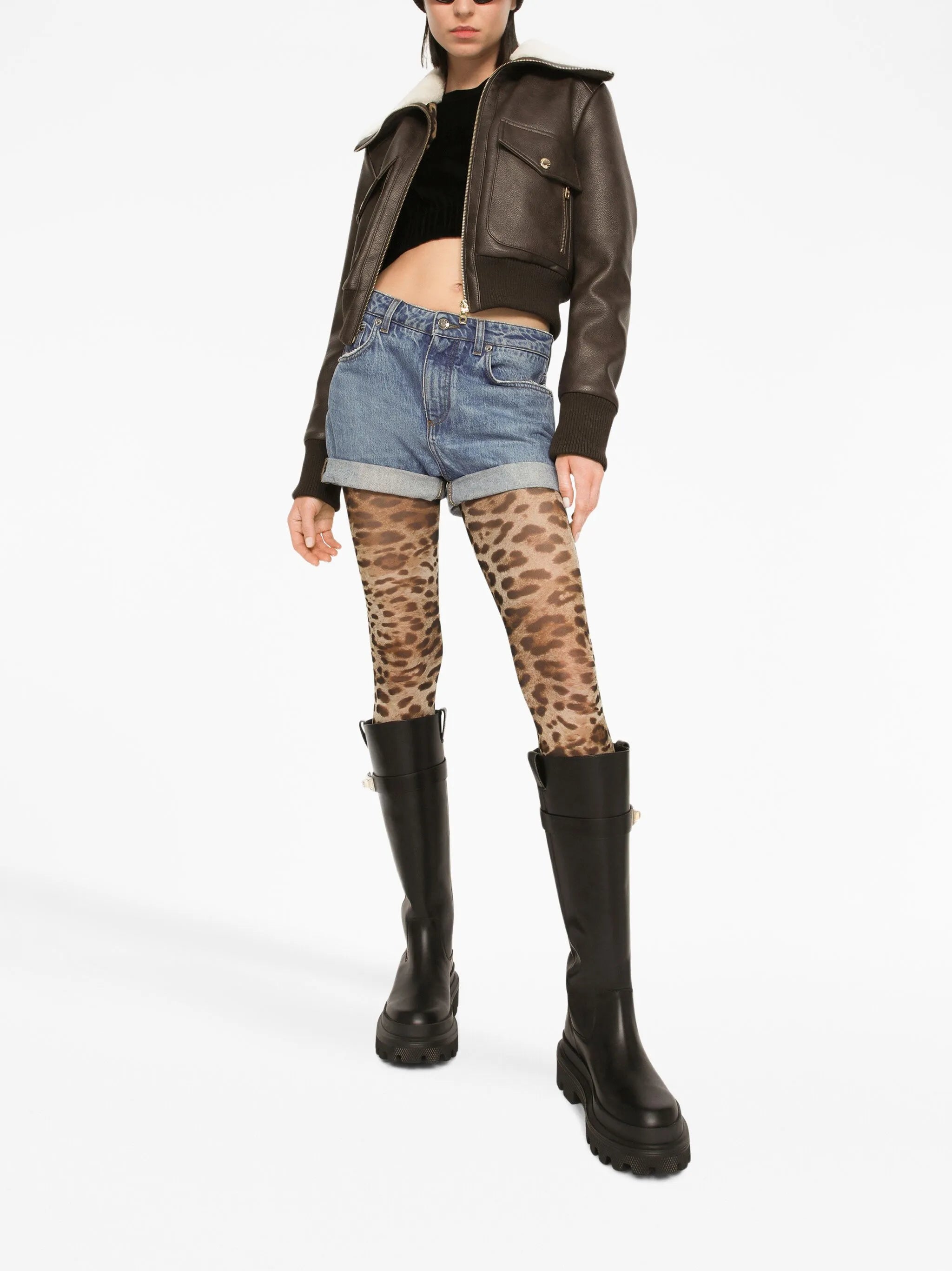 shearling-collar bomber jacket