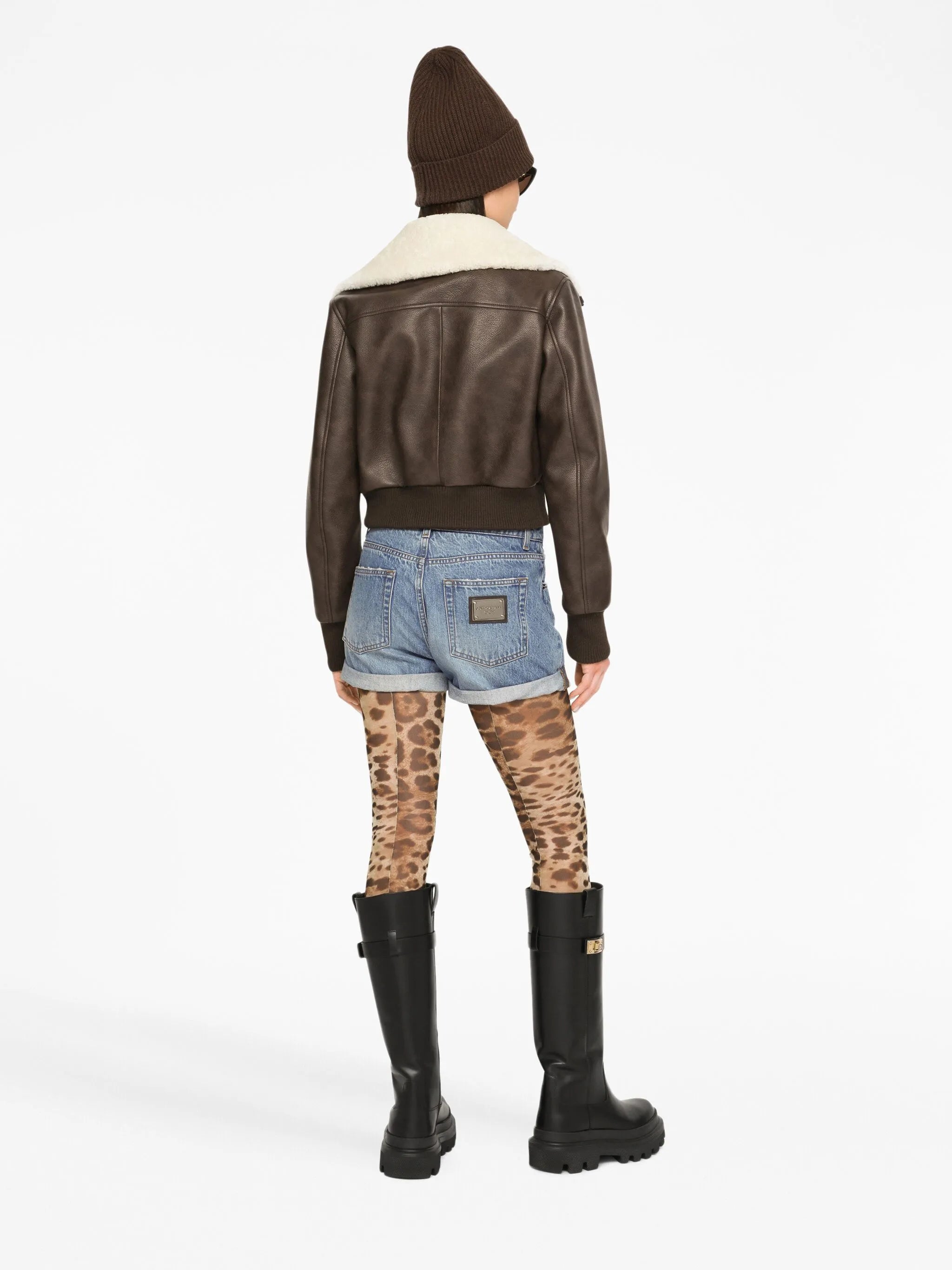 shearling-collar bomber jacket