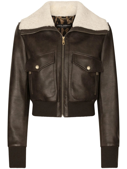 shearling-collar bomber jacket
