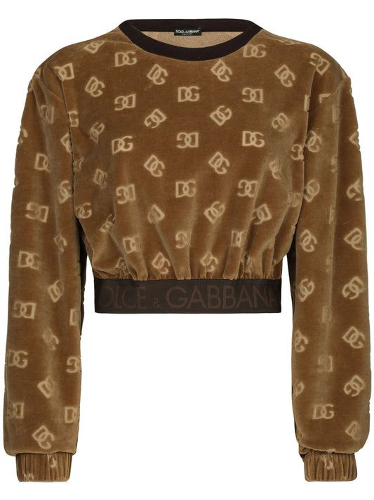 monogram-jacquard cropped sweatshirt
