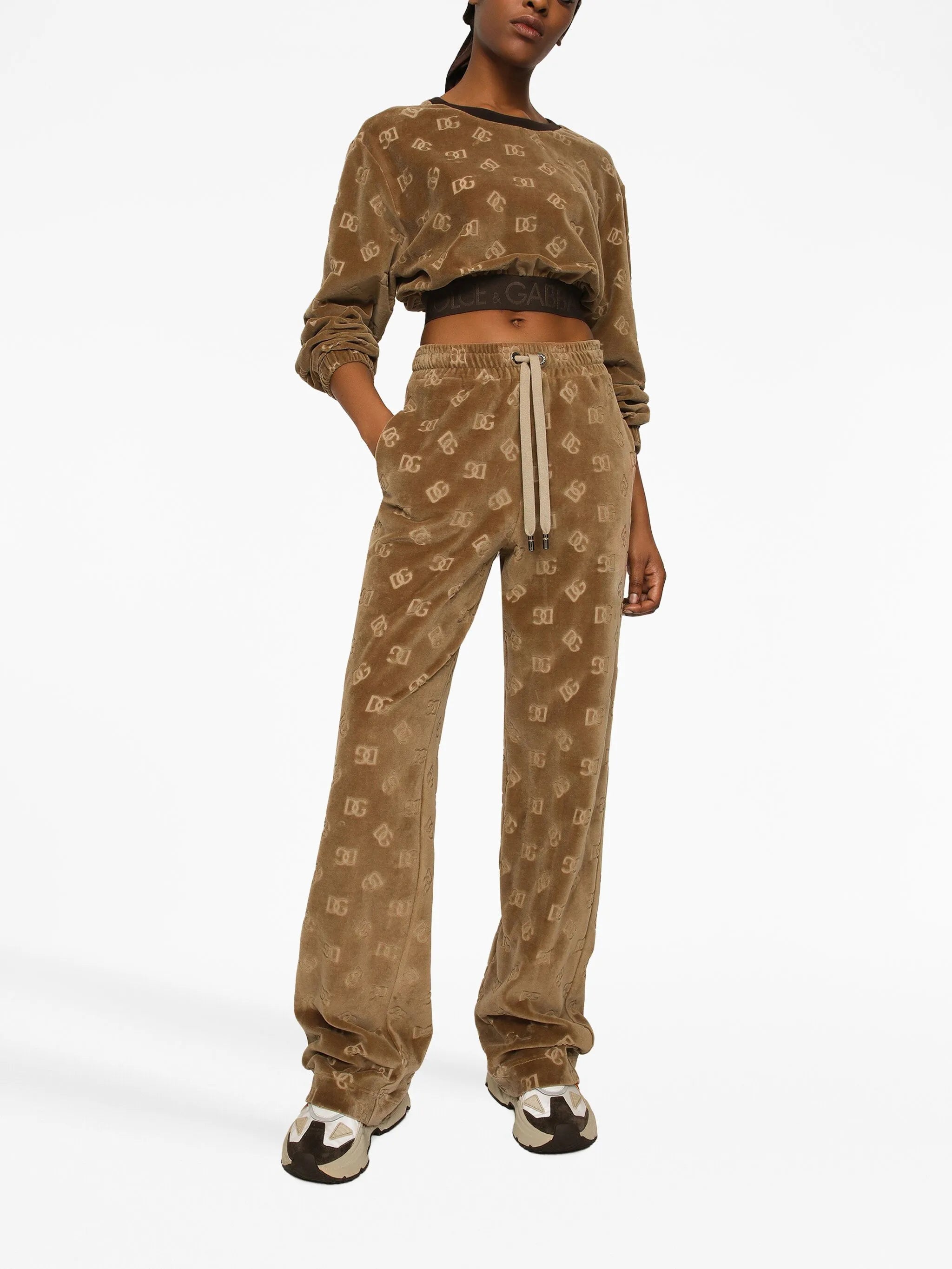 monogram-jacquard cropped sweatshirt