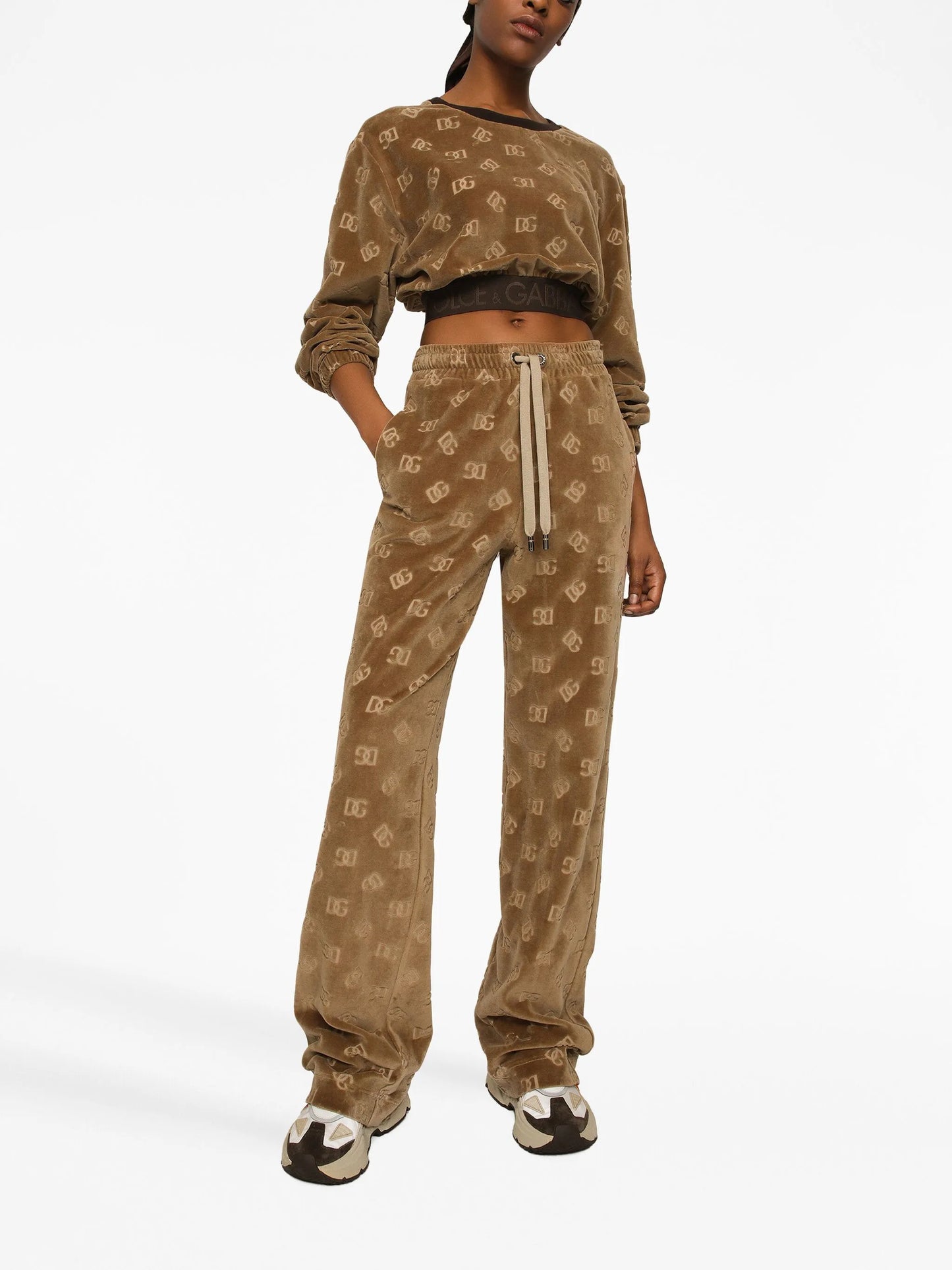 monogram-jacquard cropped sweatshirt