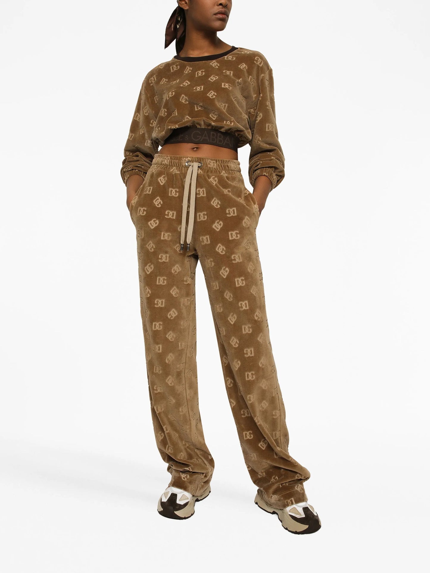 monogram-jacquard cropped sweatshirt