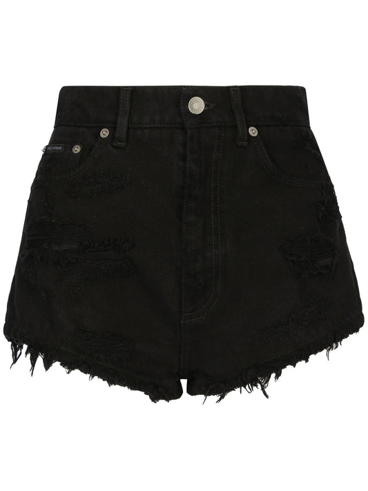distressed-effect denim shorts