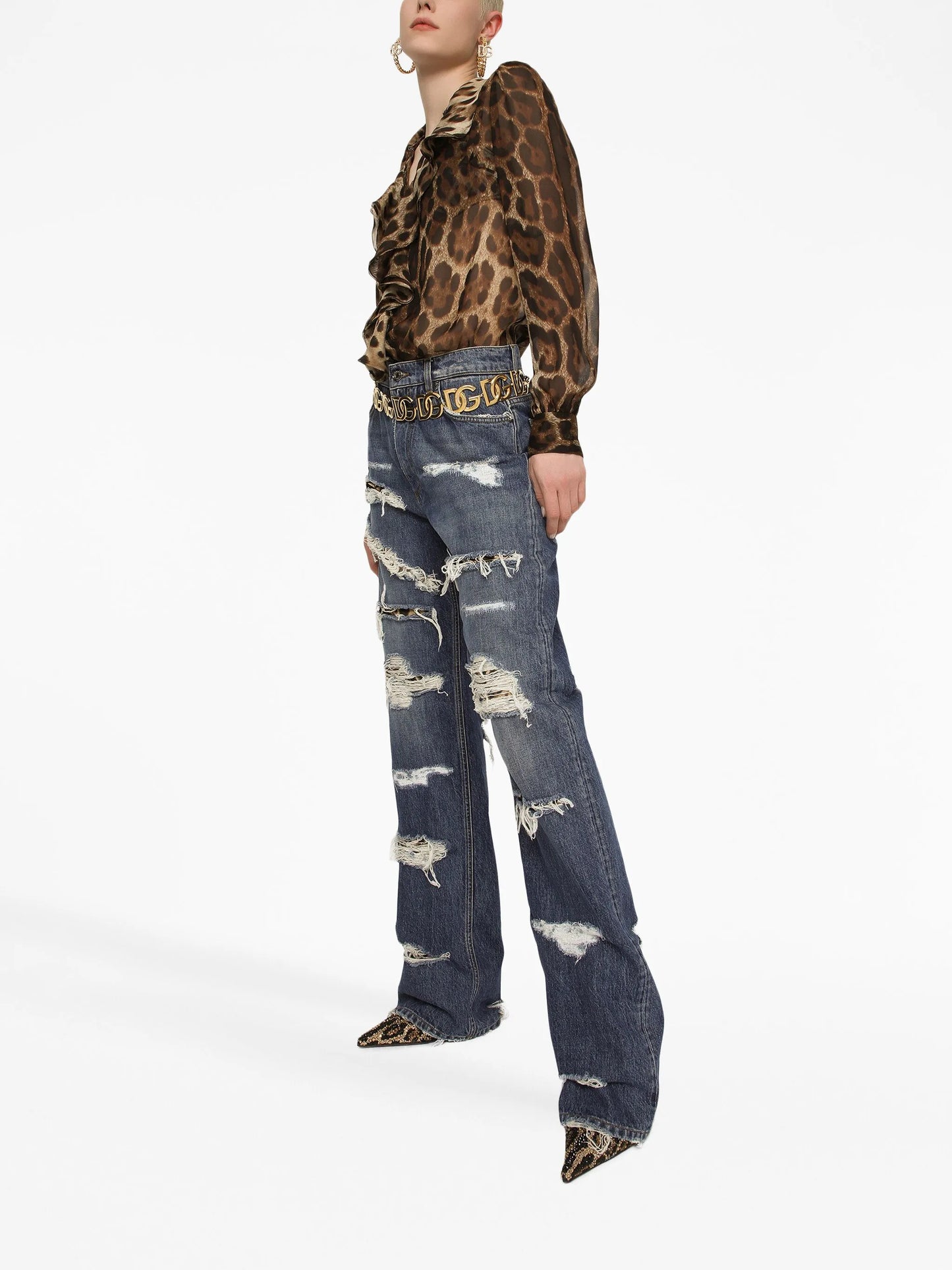 distressed-effect straight-leg jeans