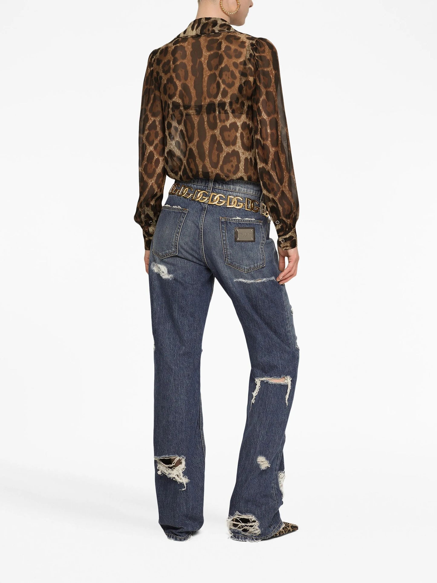 distressed-effect straight-leg jeans
