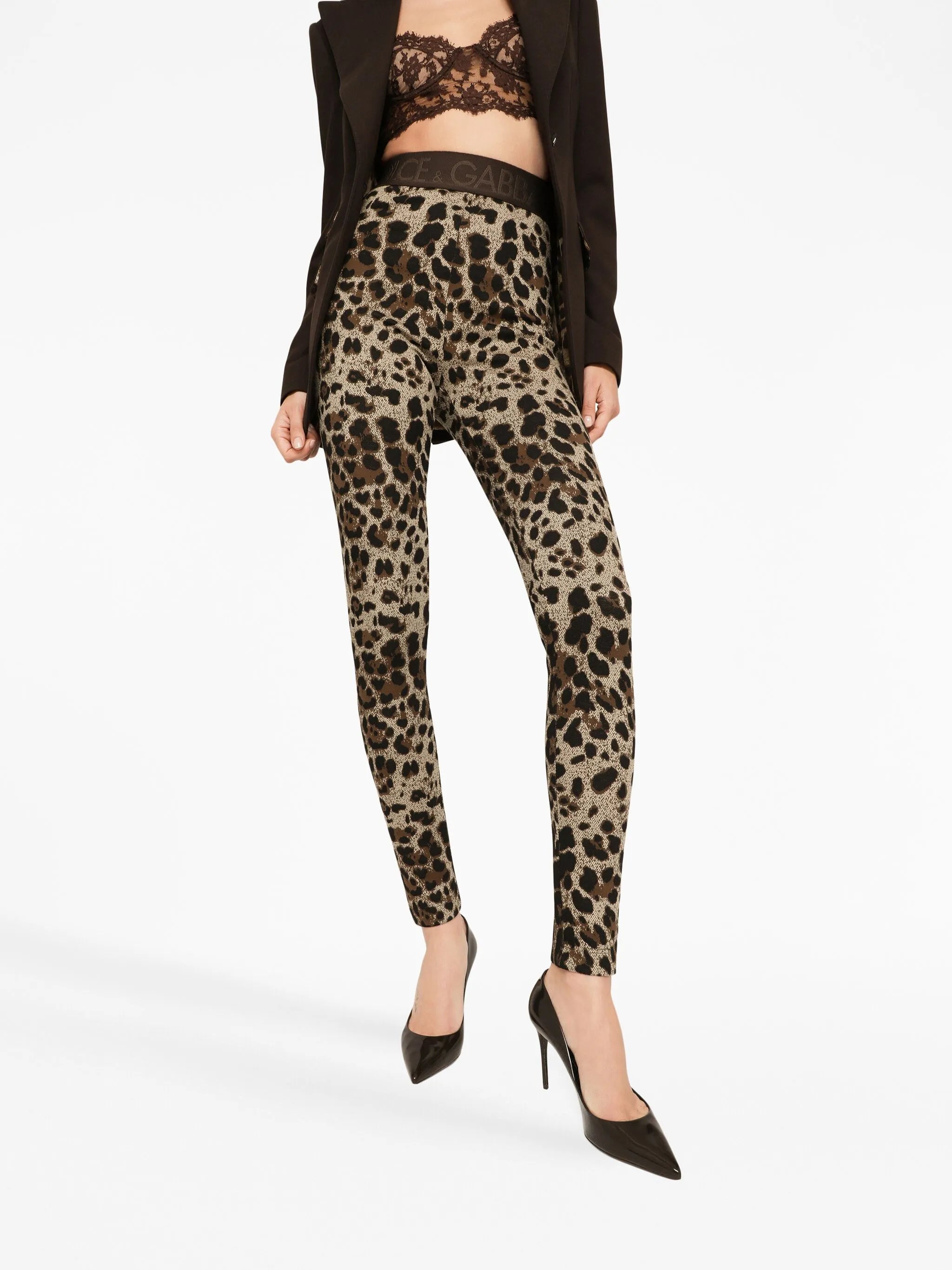 logo-waistband leopard-print leggings