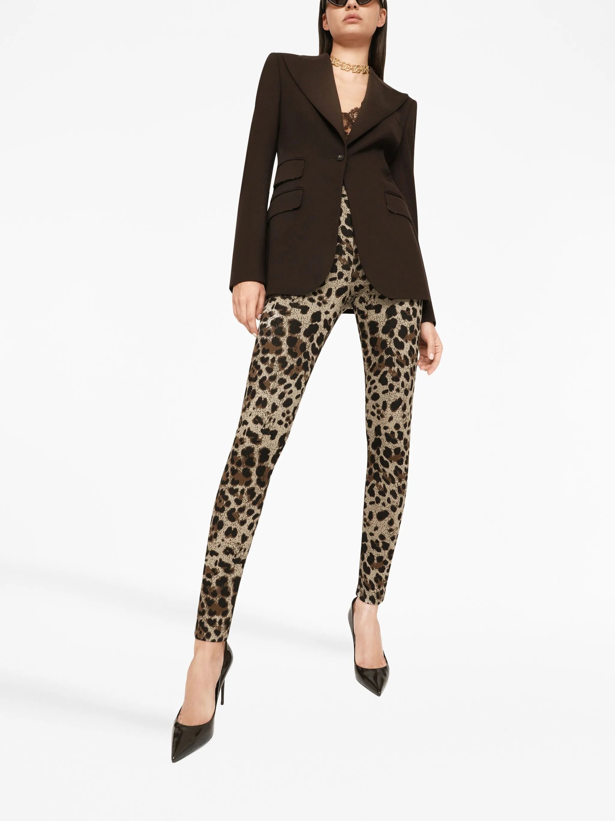 logo-waistband leopard-print leggings