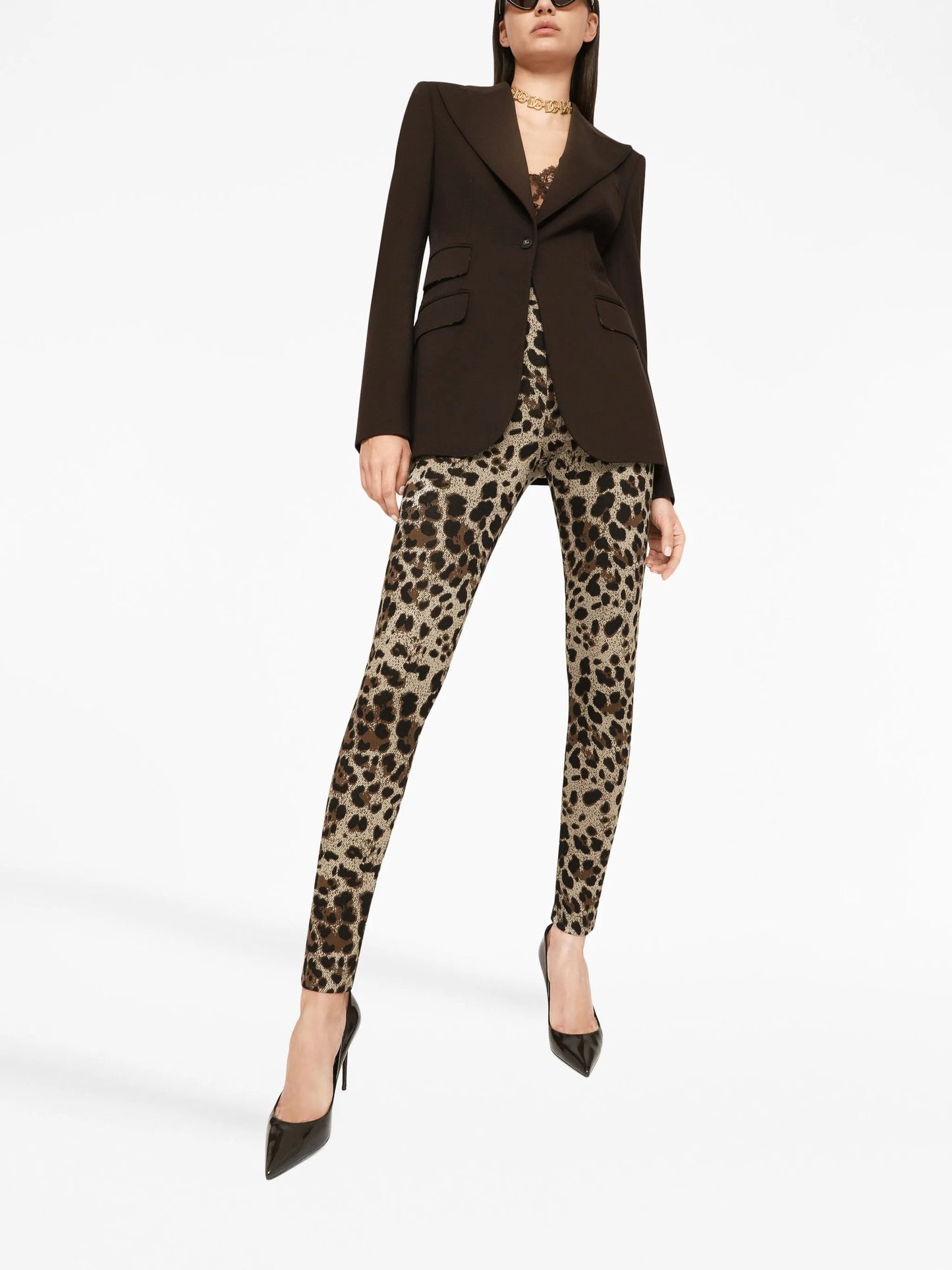 logo-waistband leopard-print leggings