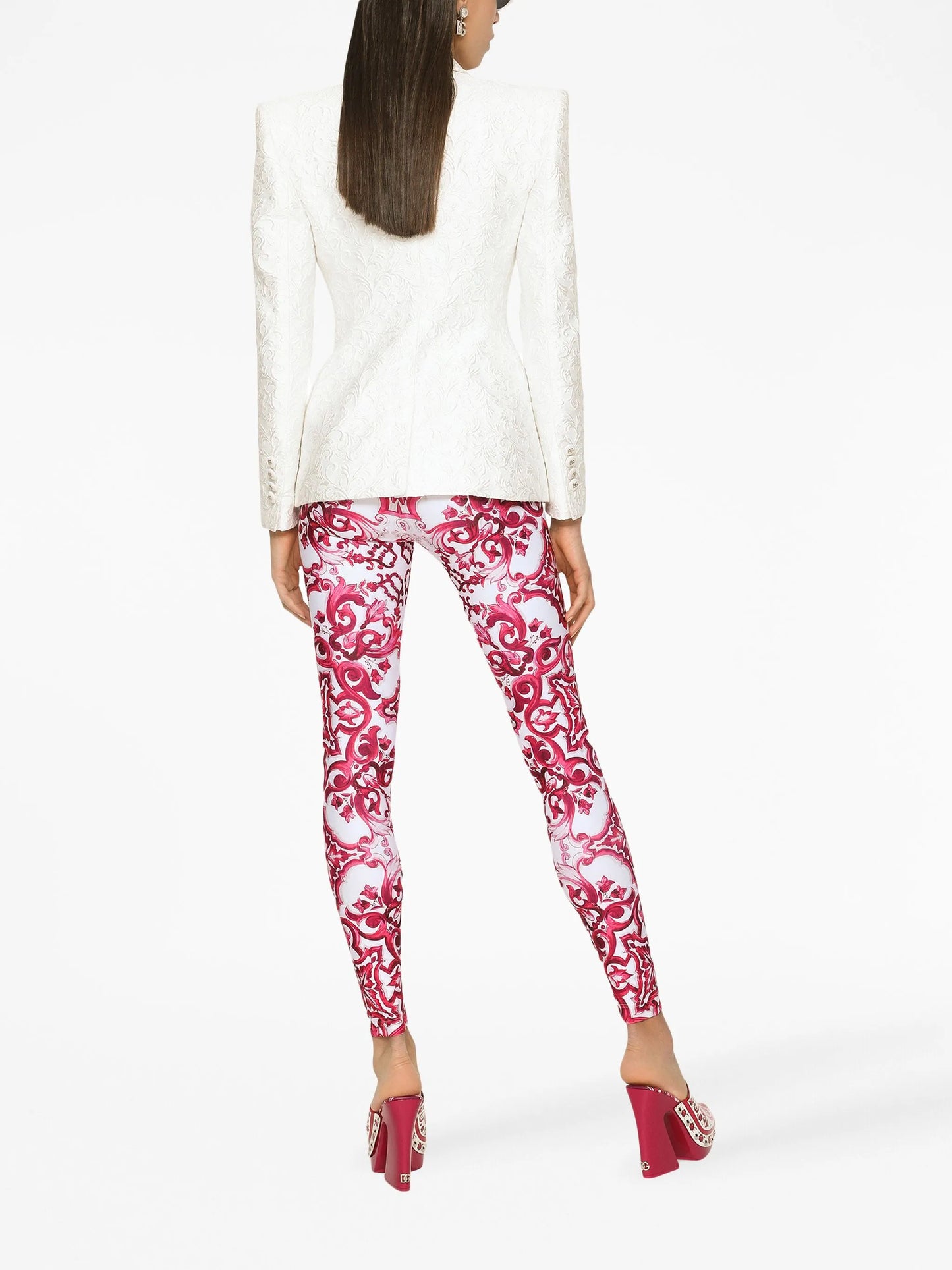 Maiolica-print logo-waistband leggings