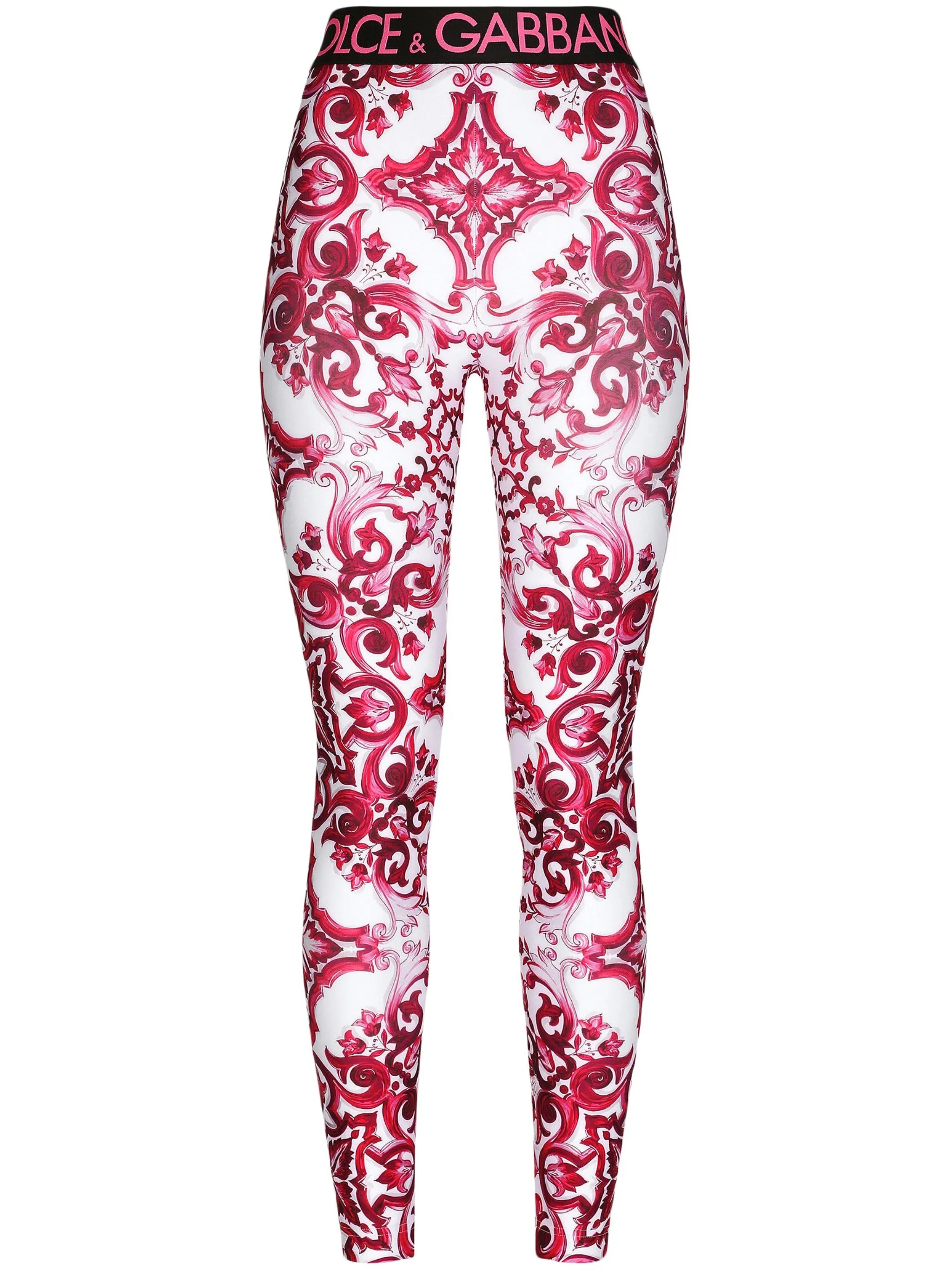 Maiolica-print logo-waistband leggings