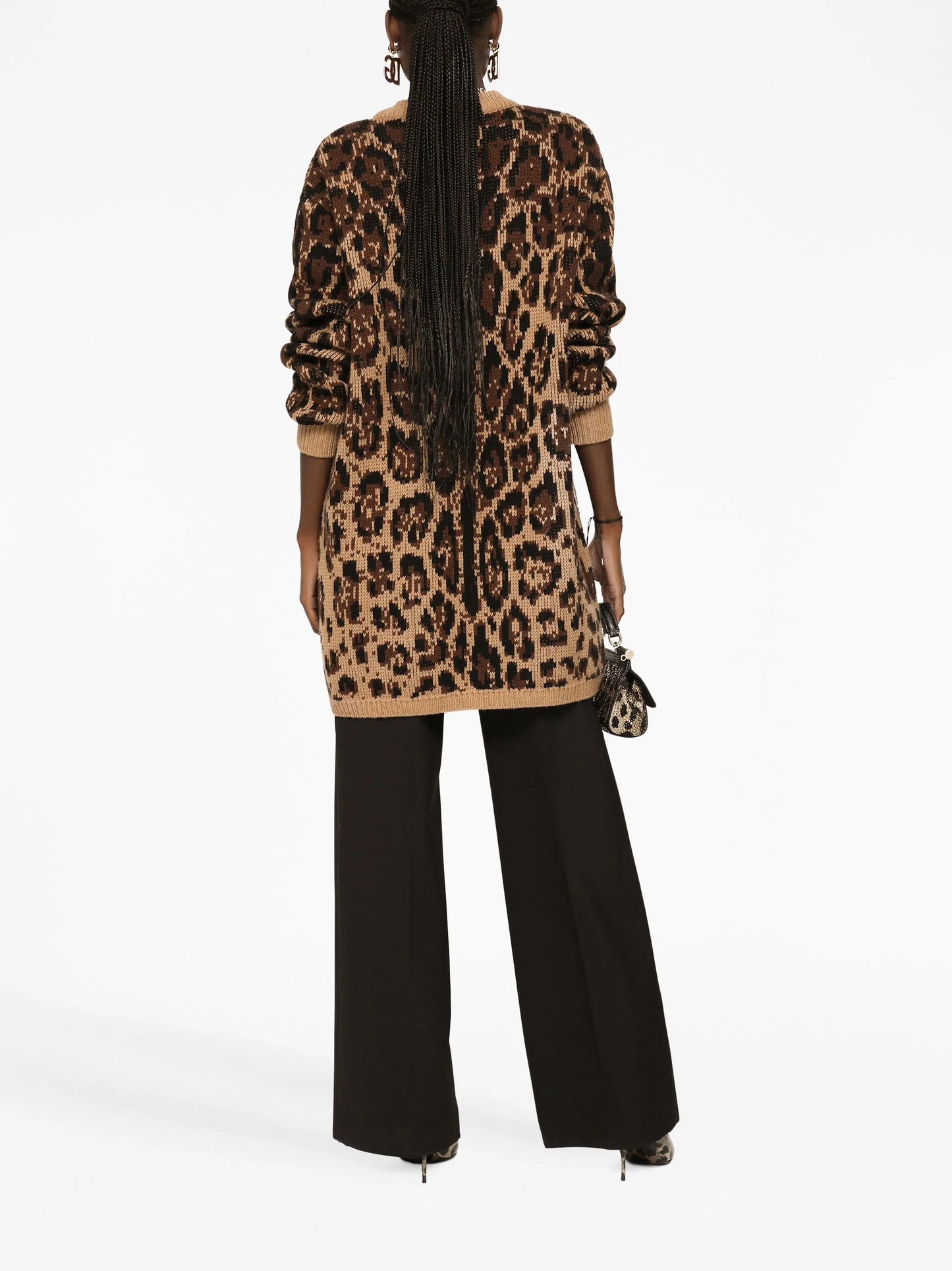 high-waisted flared trousers