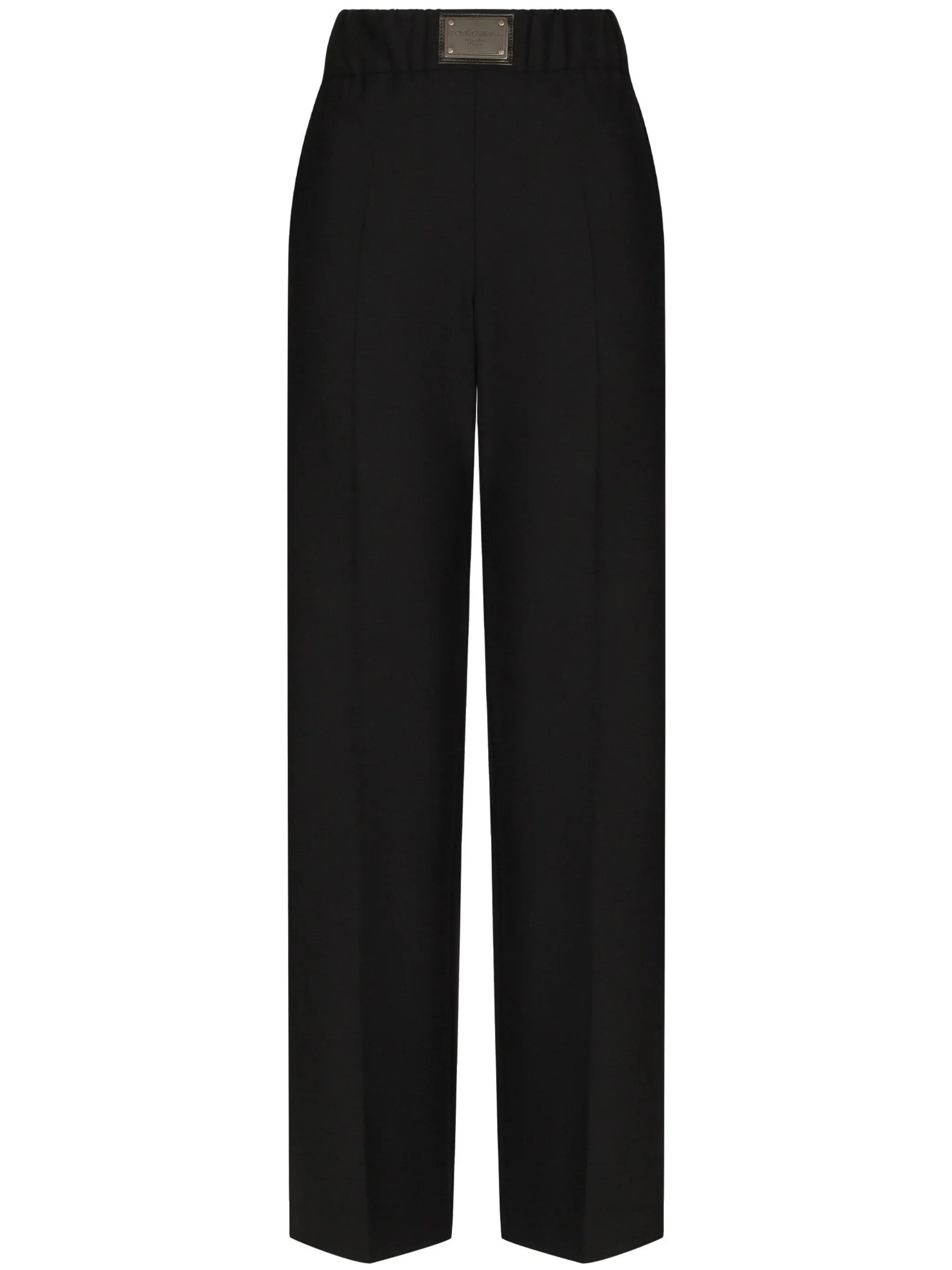 high-waisted flared trousers