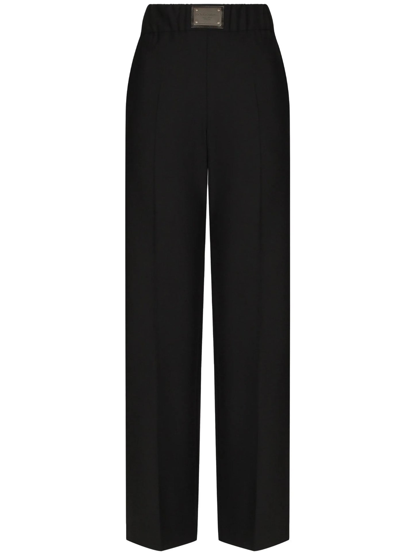 high-waisted flared trousers