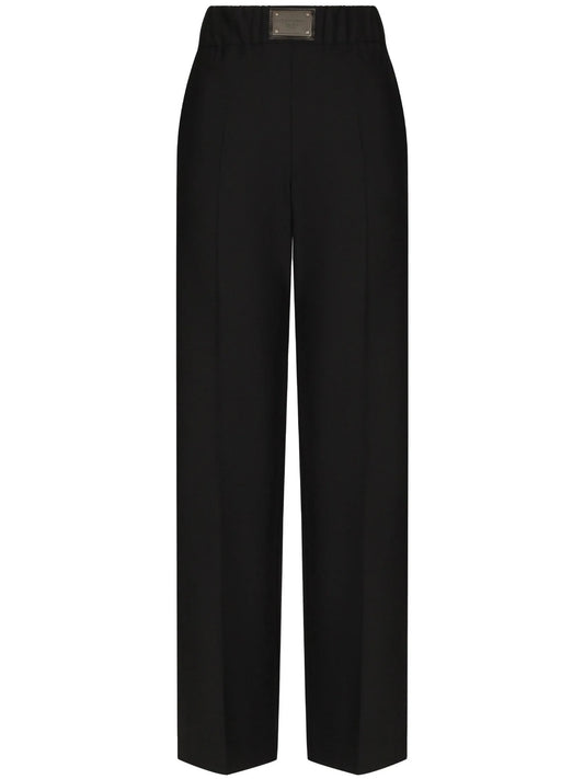 high-waisted flared trousers