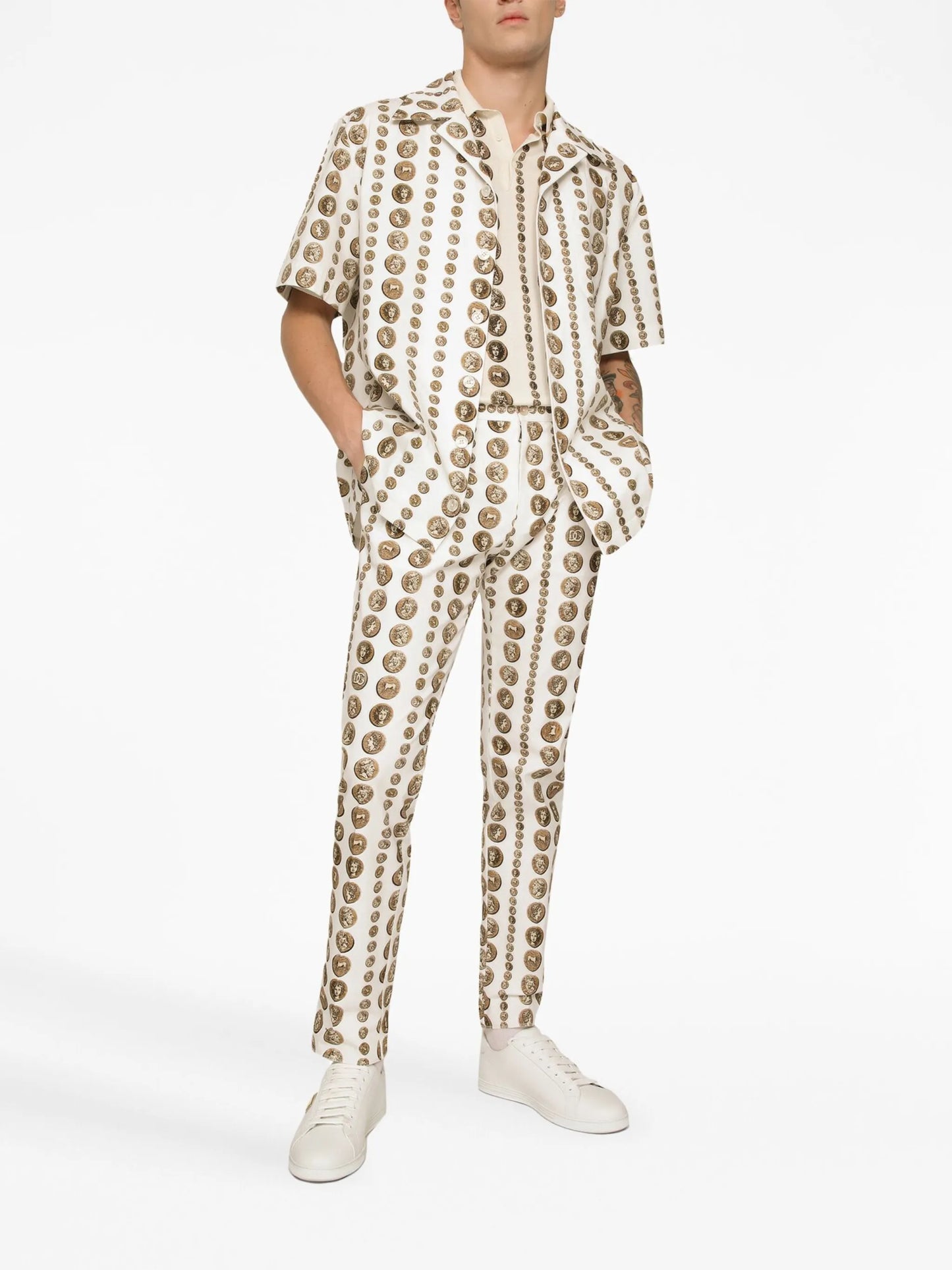Monete-print stretch-cotton shirt