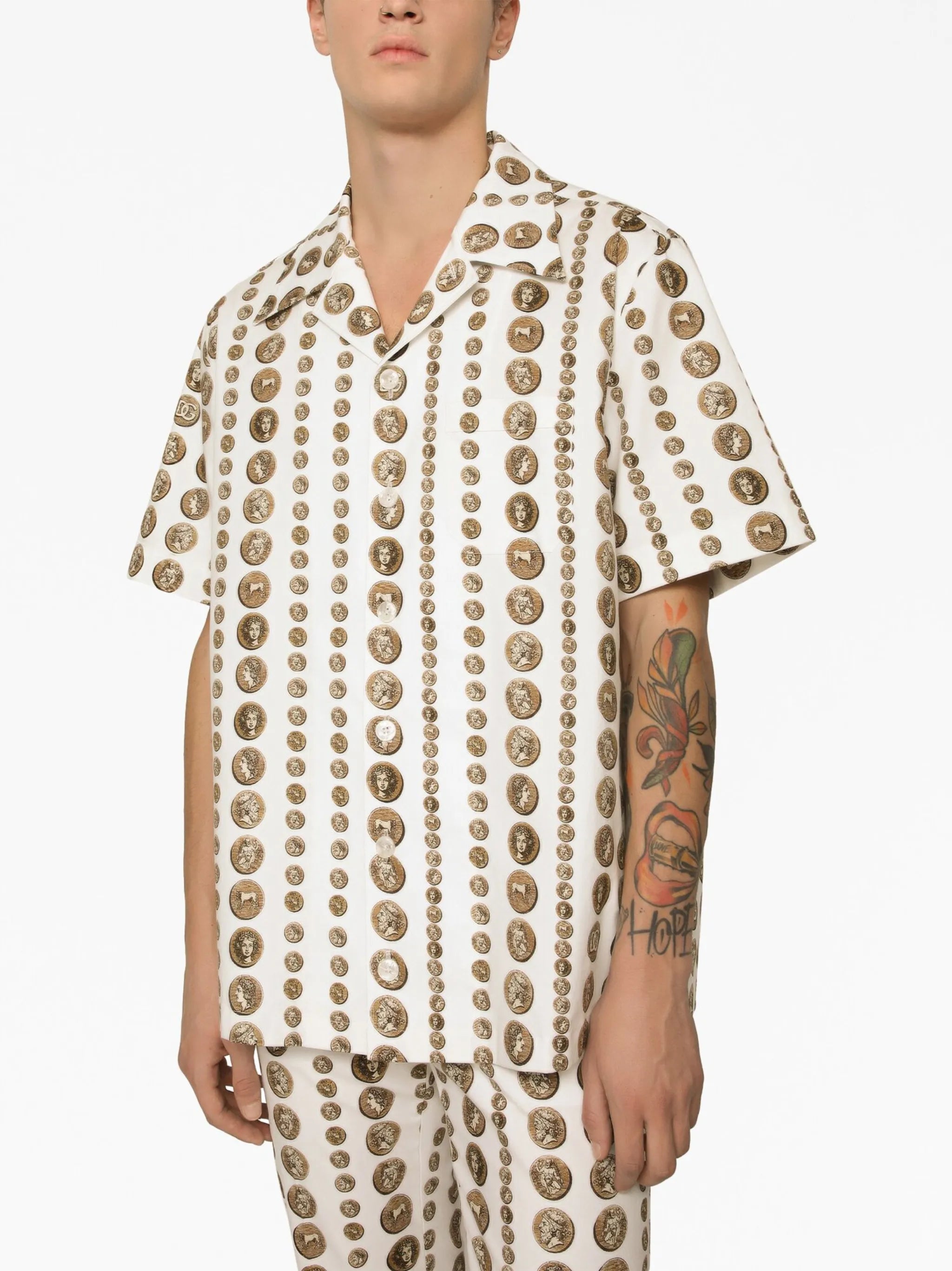 Monete-print stretch-cotton shirt